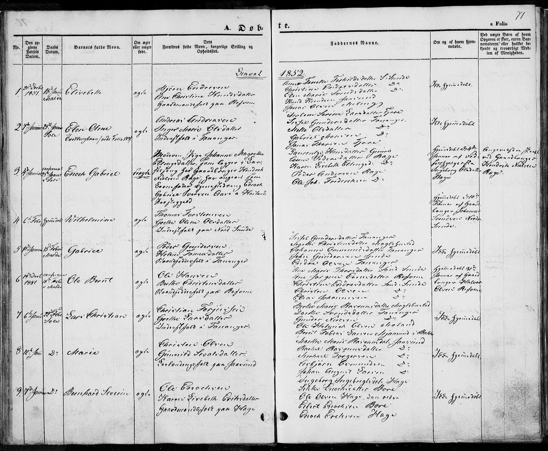 Håland sokneprestkontor, SAST/A-101802/001/30BA/L0006: Parish register (official) no. A 6, 1842-1853, p. 71