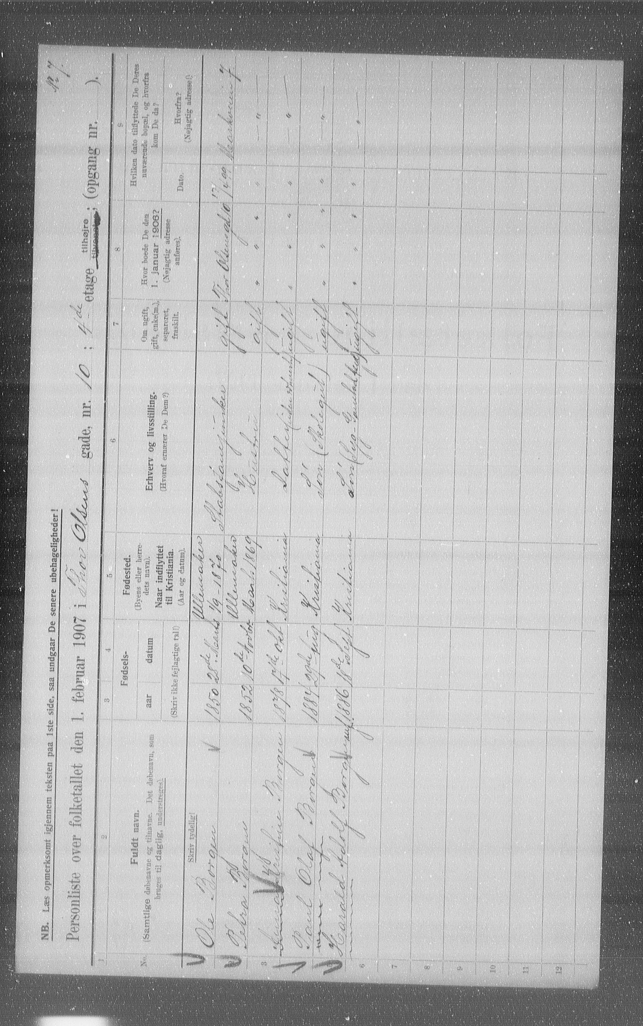 OBA, Municipal Census 1907 for Kristiania, 1907, p. 55676