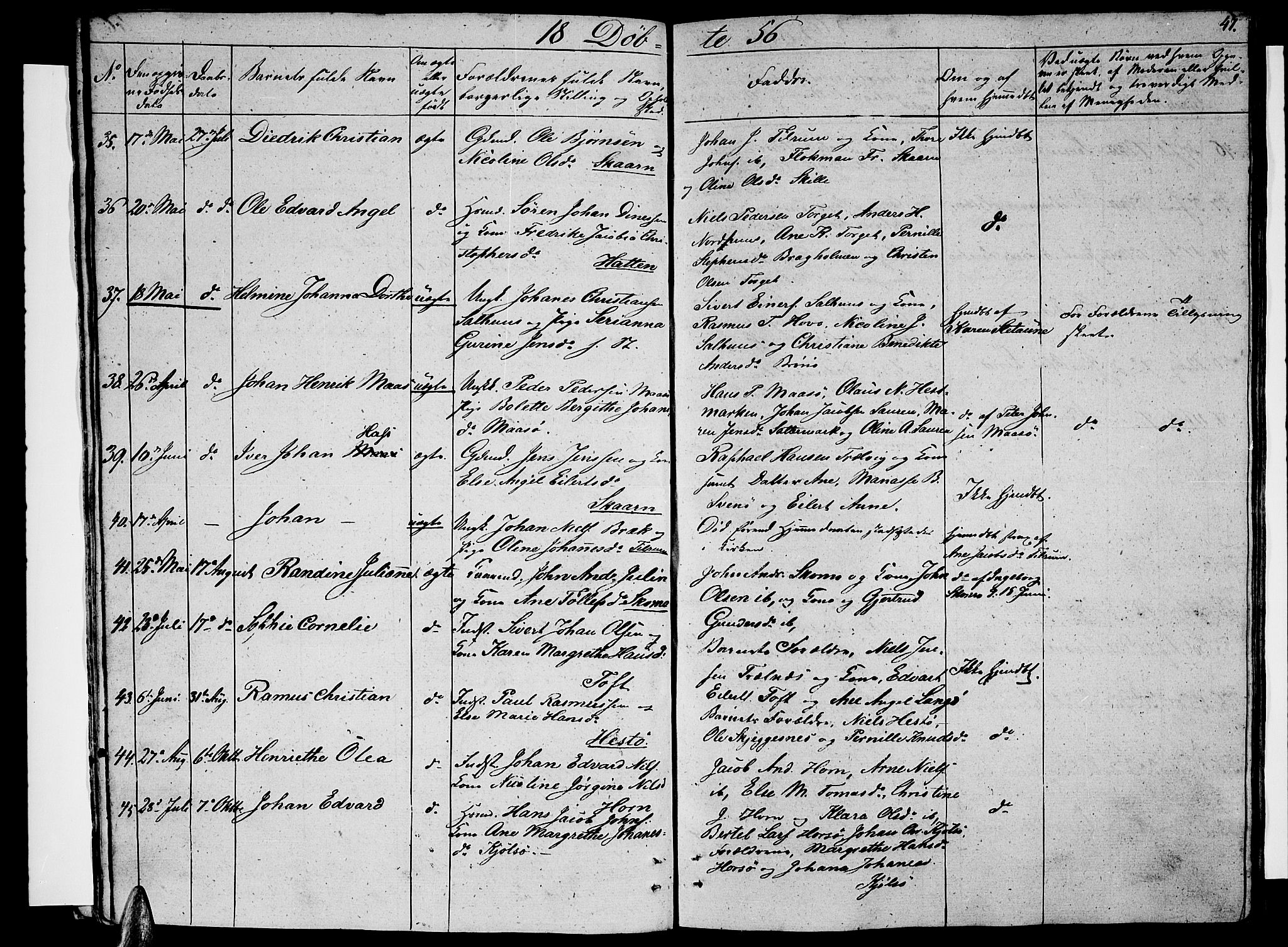 Ministerialprotokoller, klokkerbøker og fødselsregistre - Nordland, AV/SAT-A-1459/813/L0211: Parish register (copy) no. 813C03, 1842-1863, p. 47