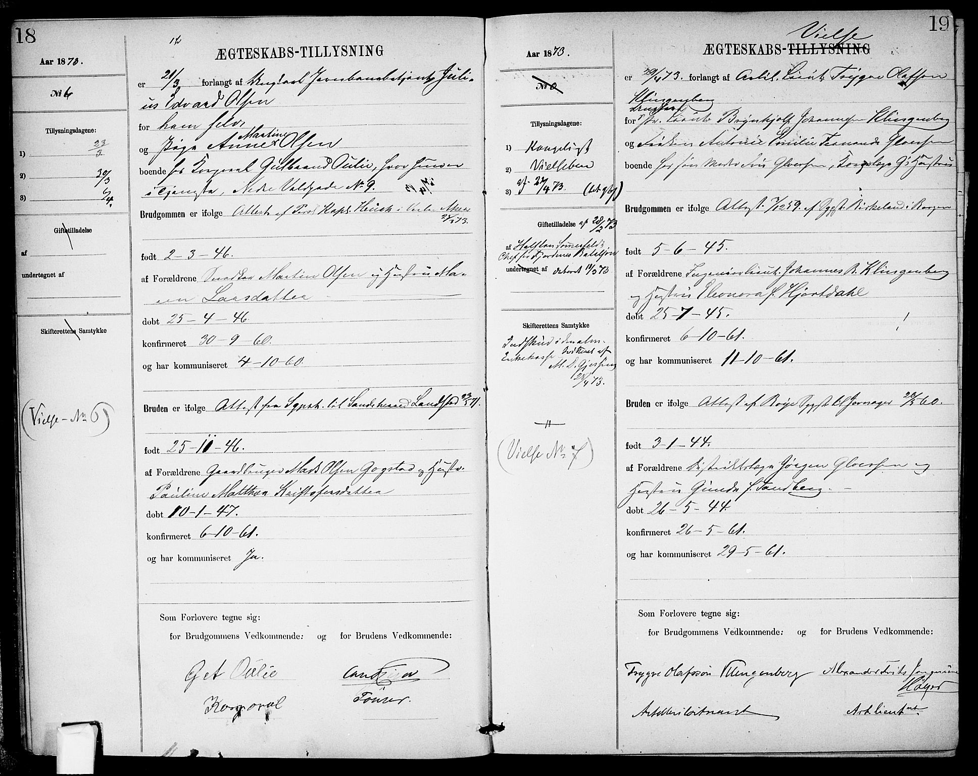 Garnisonsmenigheten Kirkebøker, SAO/A-10846/H/Ha/L0007: Banns register no. I 7, 1872-1893, p. 18-19