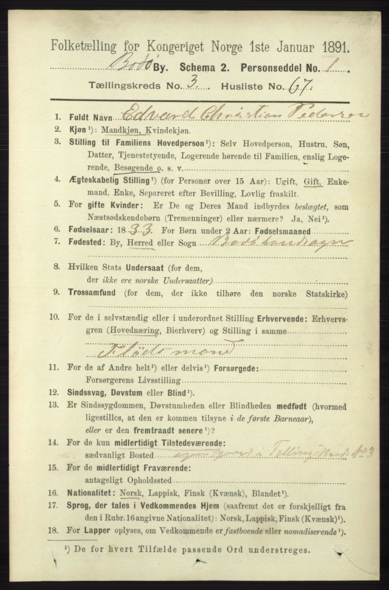 RA, 1891 census for 1804 Bodø, 1891, p. 2886