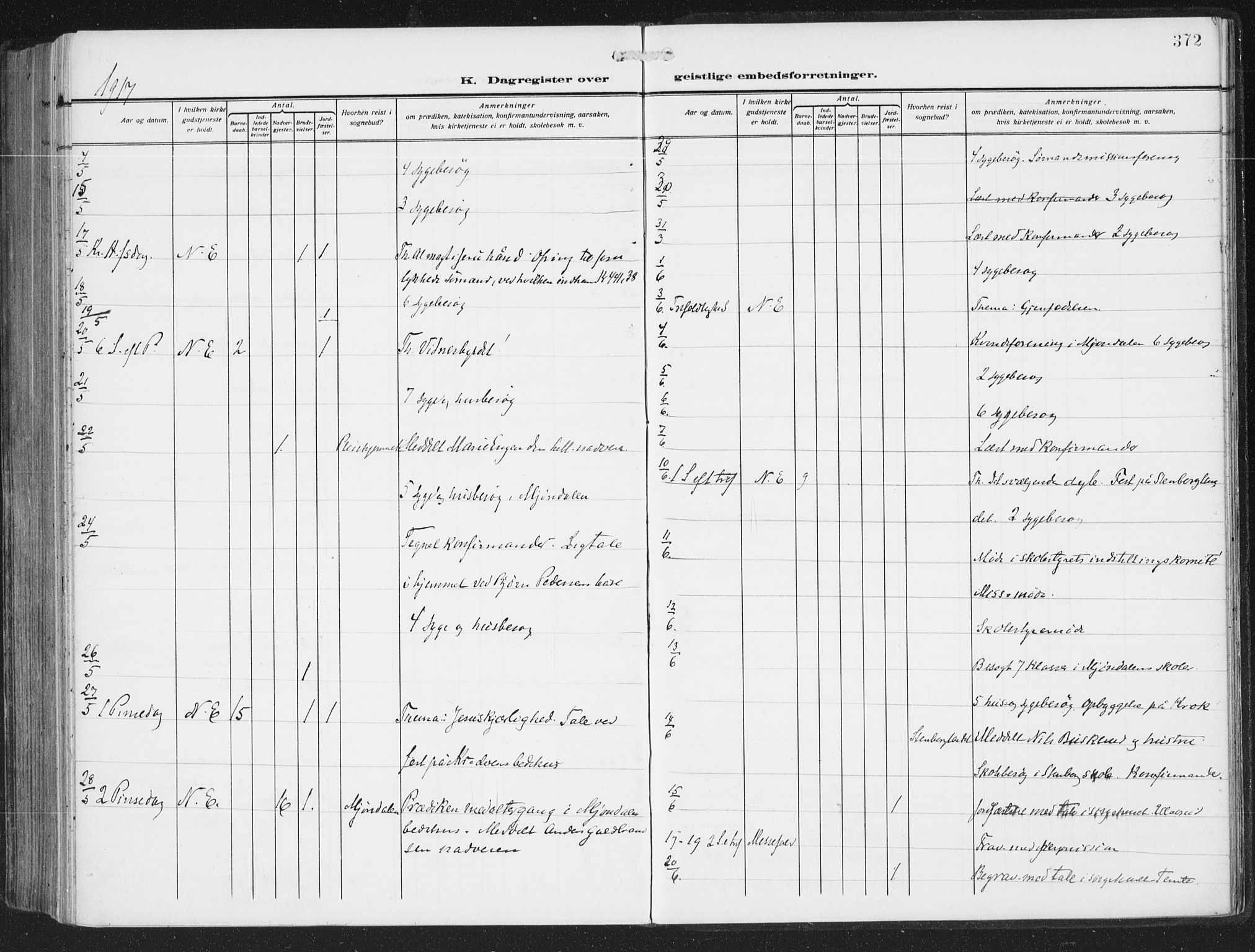 Nedre Eiker kirkebøker, AV/SAKO-A-612/F/Fa/L0007: Parish register (official) no. 7, 1912-1918, p. 372