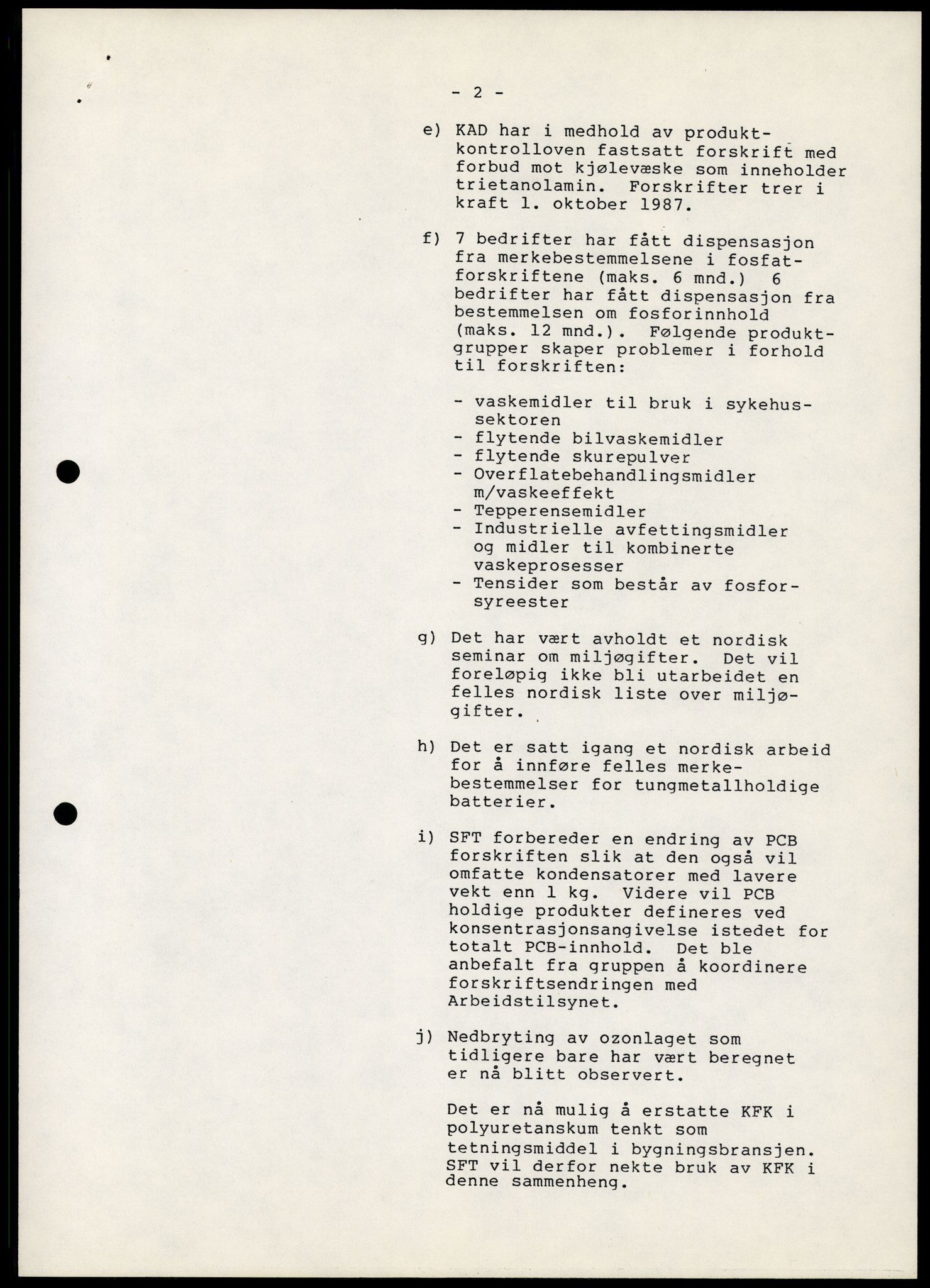 Statens forurensningstilsyn, hovedkontoret, AV/RA-S-4136/1/A/Ab/L0012: Produktkontrollrådet - Innkalling og referater, 1986