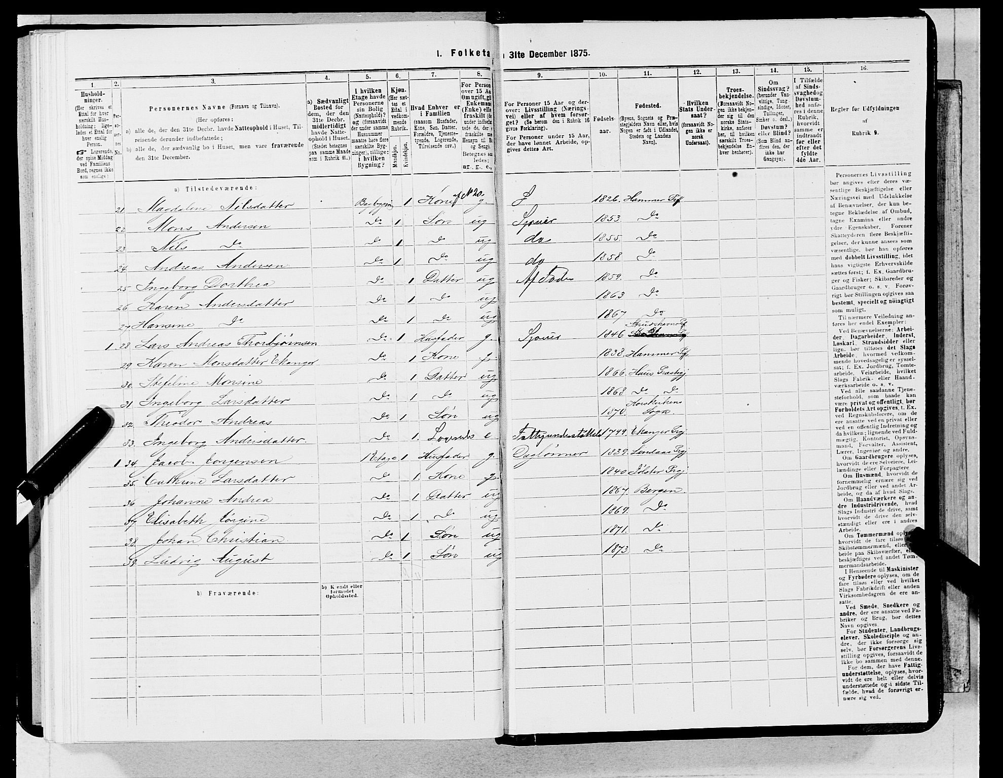 SAB, 1875 census for 1301 Bergen, 1875, p. 5195