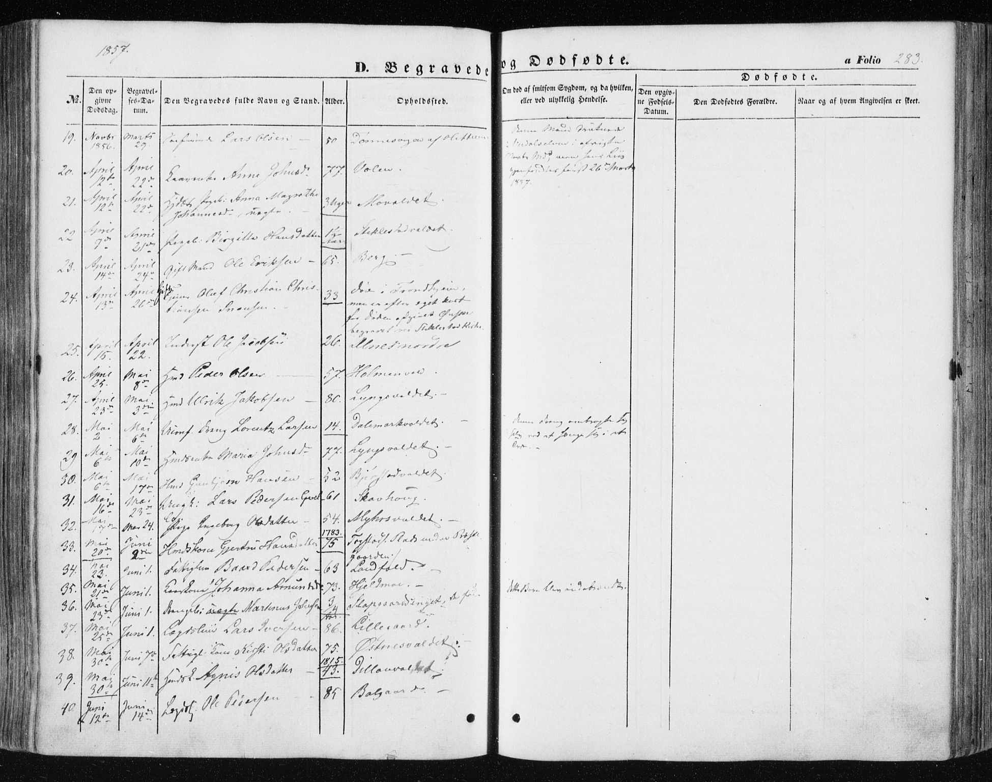 Ministerialprotokoller, klokkerbøker og fødselsregistre - Nord-Trøndelag, SAT/A-1458/723/L0240: Parish register (official) no. 723A09, 1852-1860, p. 283