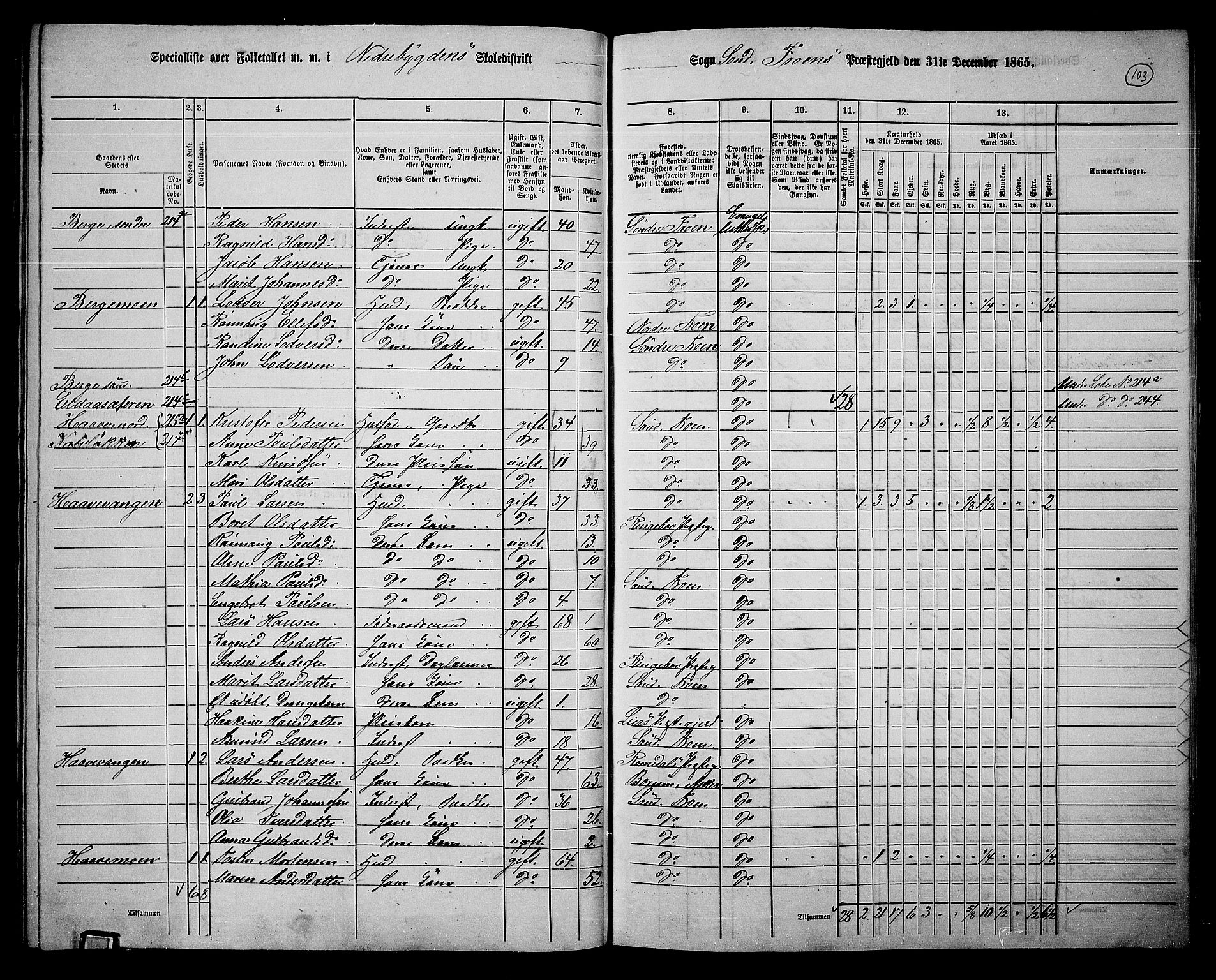 RA, 1865 census for Sør-Fron, 1865, p. 84