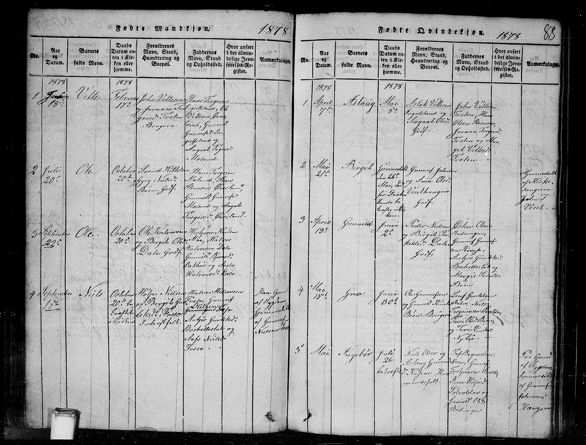 Tinn kirkebøker, SAKO/A-308/G/Gc/L0001: Parish register (copy) no. III 1, 1815-1879, p. 88