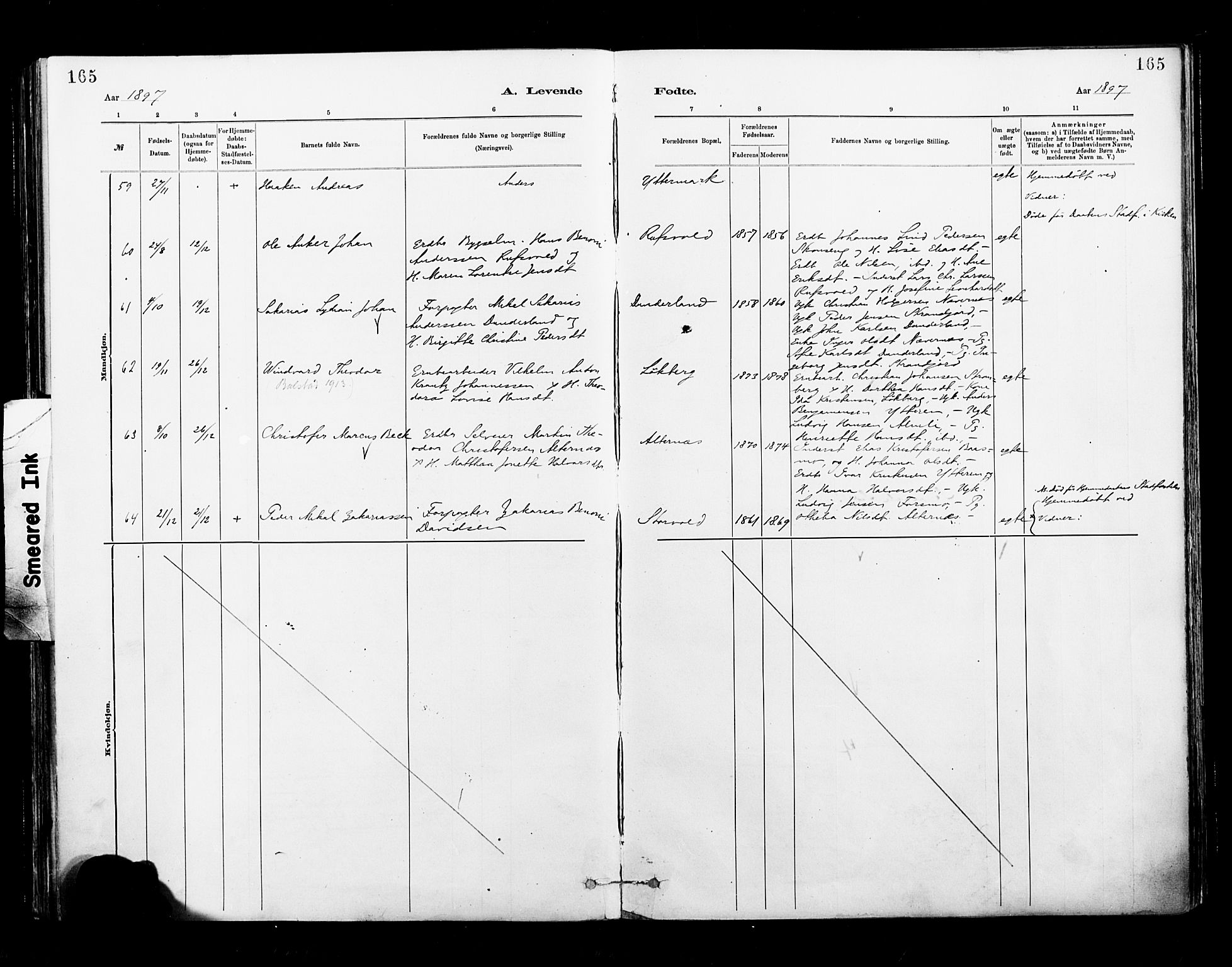 Ministerialprotokoller, klokkerbøker og fødselsregistre - Nordland, AV/SAT-A-1459/827/L0400: Parish register (official) no. 827A12, 1883-1903, p. 165