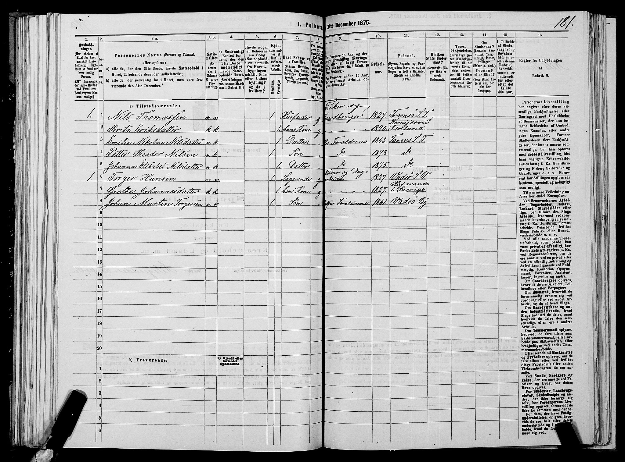 SATØ, 1875 census for 2025P Tana, 1875, p. 1181