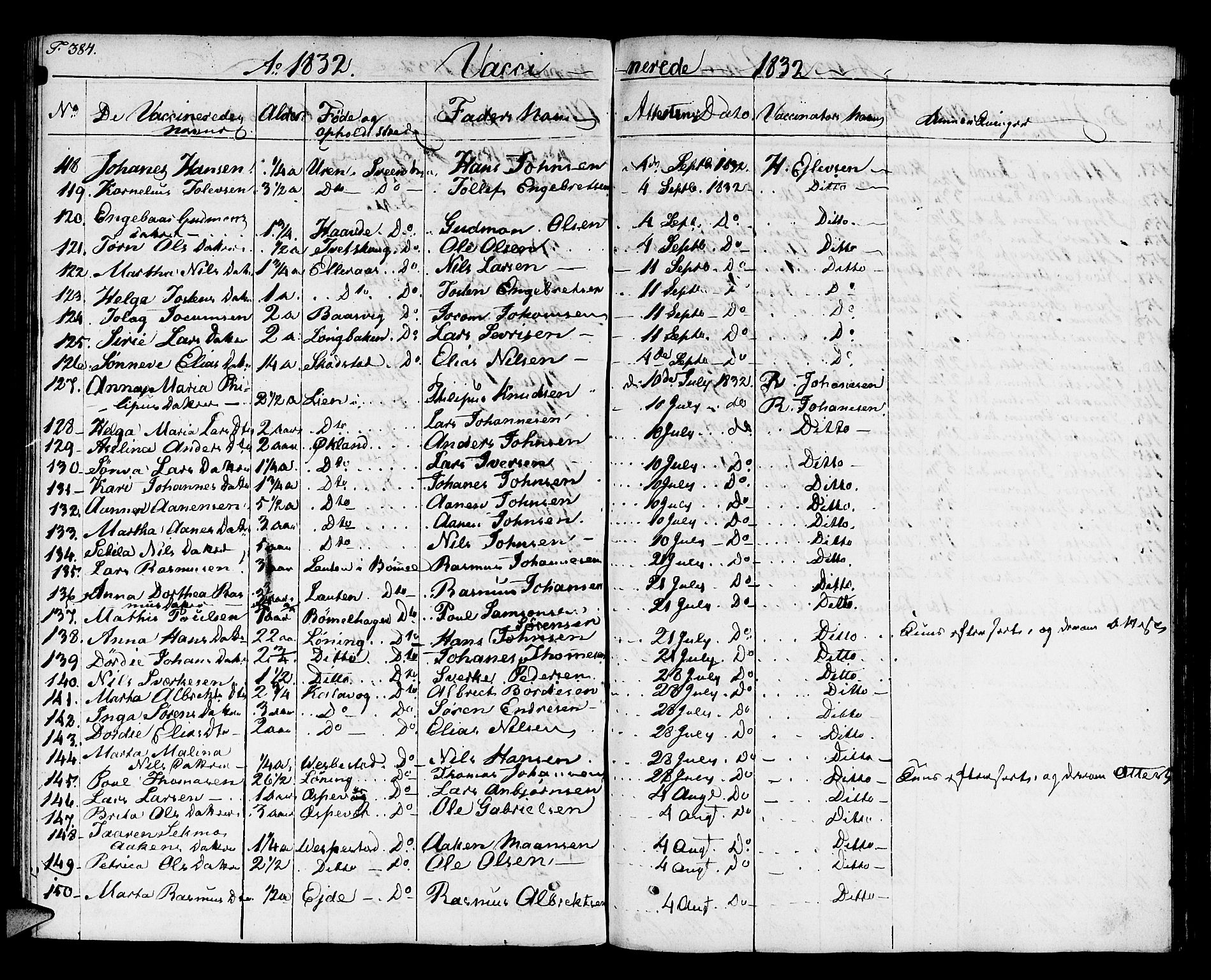 Finnås sokneprestembete, AV/SAB-A-99925/H/Ha/Haa/Haaa/L0005: Parish register (official) no. A 5, 1823-1835, p. 384