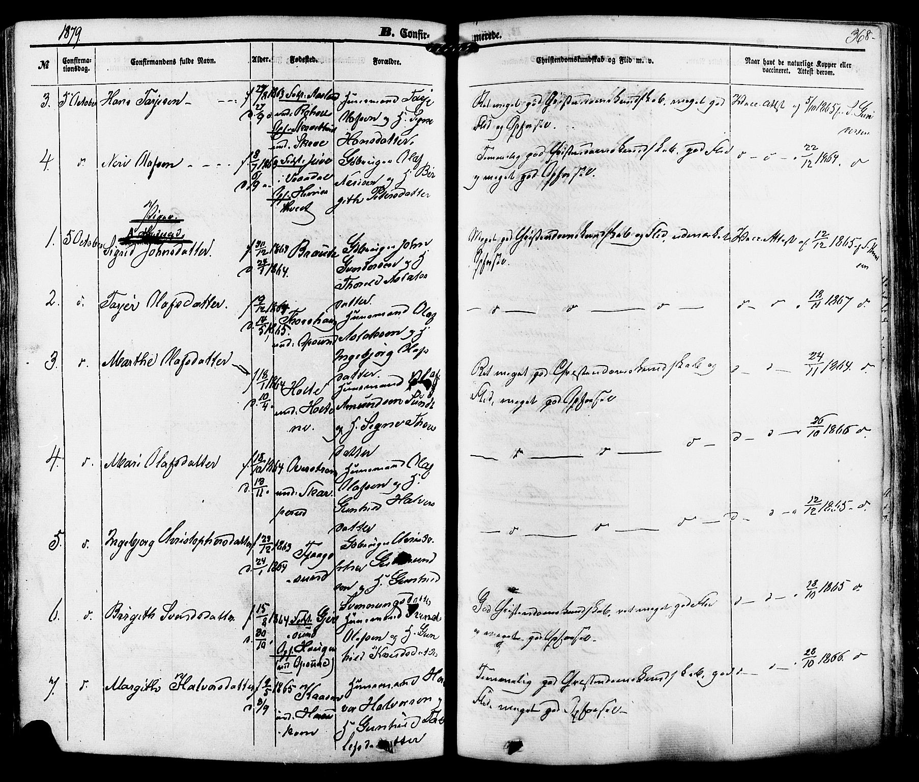 Kviteseid kirkebøker, AV/SAKO-A-276/F/Fa/L0007: Parish register (official) no. I 7, 1859-1881, p. 368