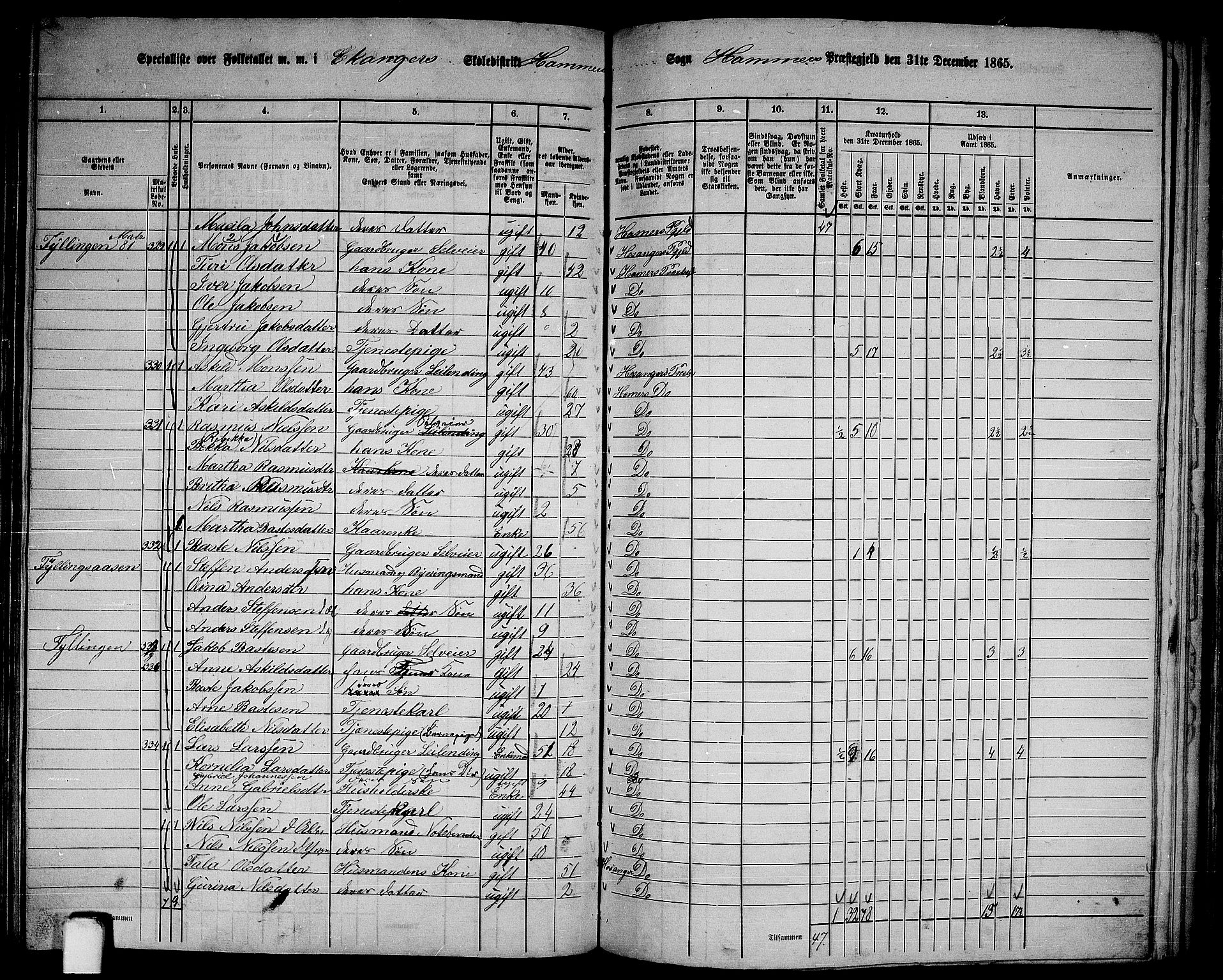 RA, 1865 census for Hamre, 1865, p. 122