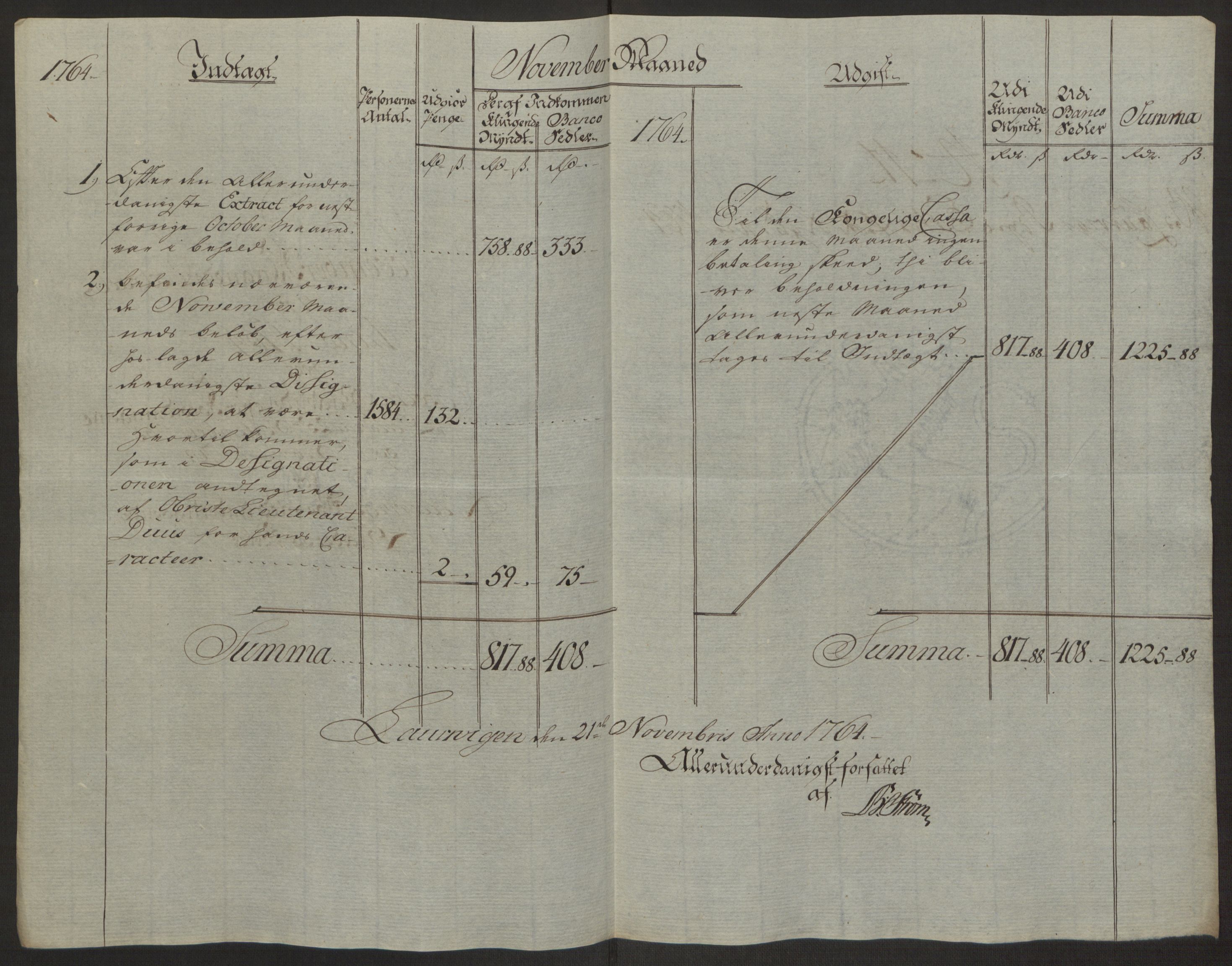Rentekammeret inntil 1814, Reviderte regnskaper, Byregnskaper, AV/RA-EA-4066/R/Ri/L0183/0001: [I4] Kontribusjonsregnskap / Ekstraskatt, 1762-1768, p. 229