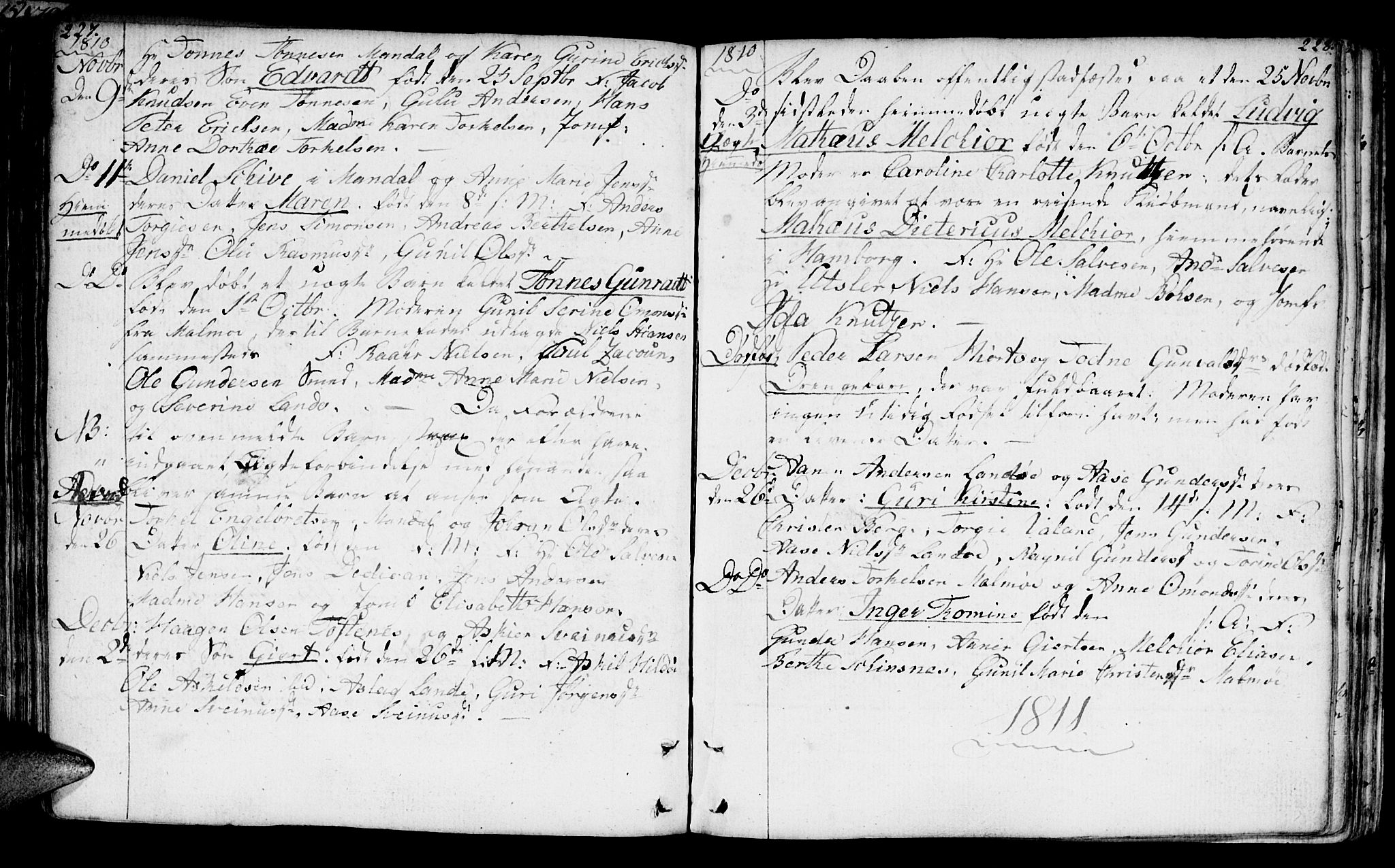 Mandal sokneprestkontor, SAK/1111-0030/F/Fa/Faa/L0008: Parish register (official) no. A 8, 1794-1817, p. 227-228