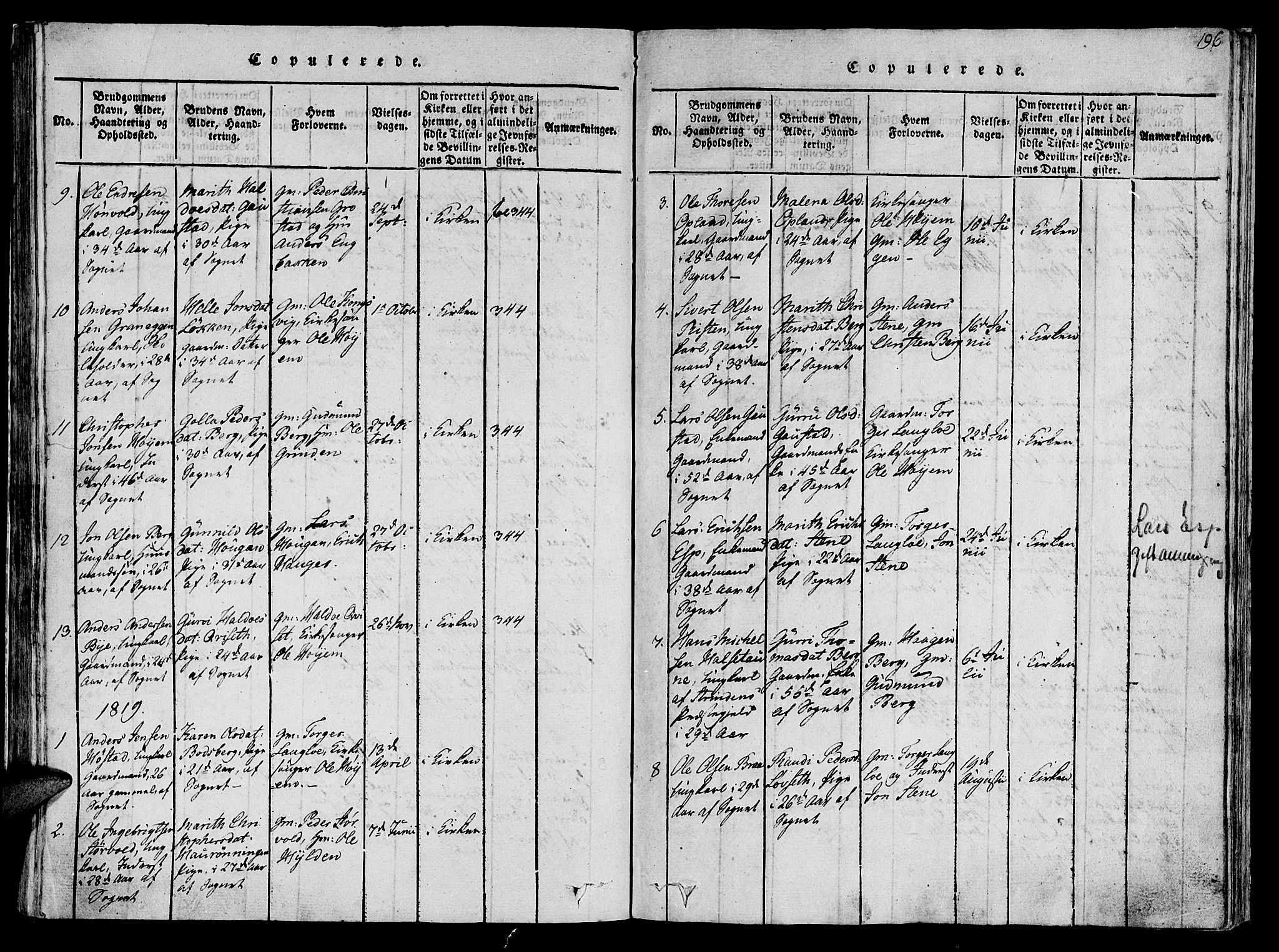 Ministerialprotokoller, klokkerbøker og fødselsregistre - Sør-Trøndelag, AV/SAT-A-1456/612/L0372: Parish register (official) no. 612A06 /1, 1816-1828, p. 196