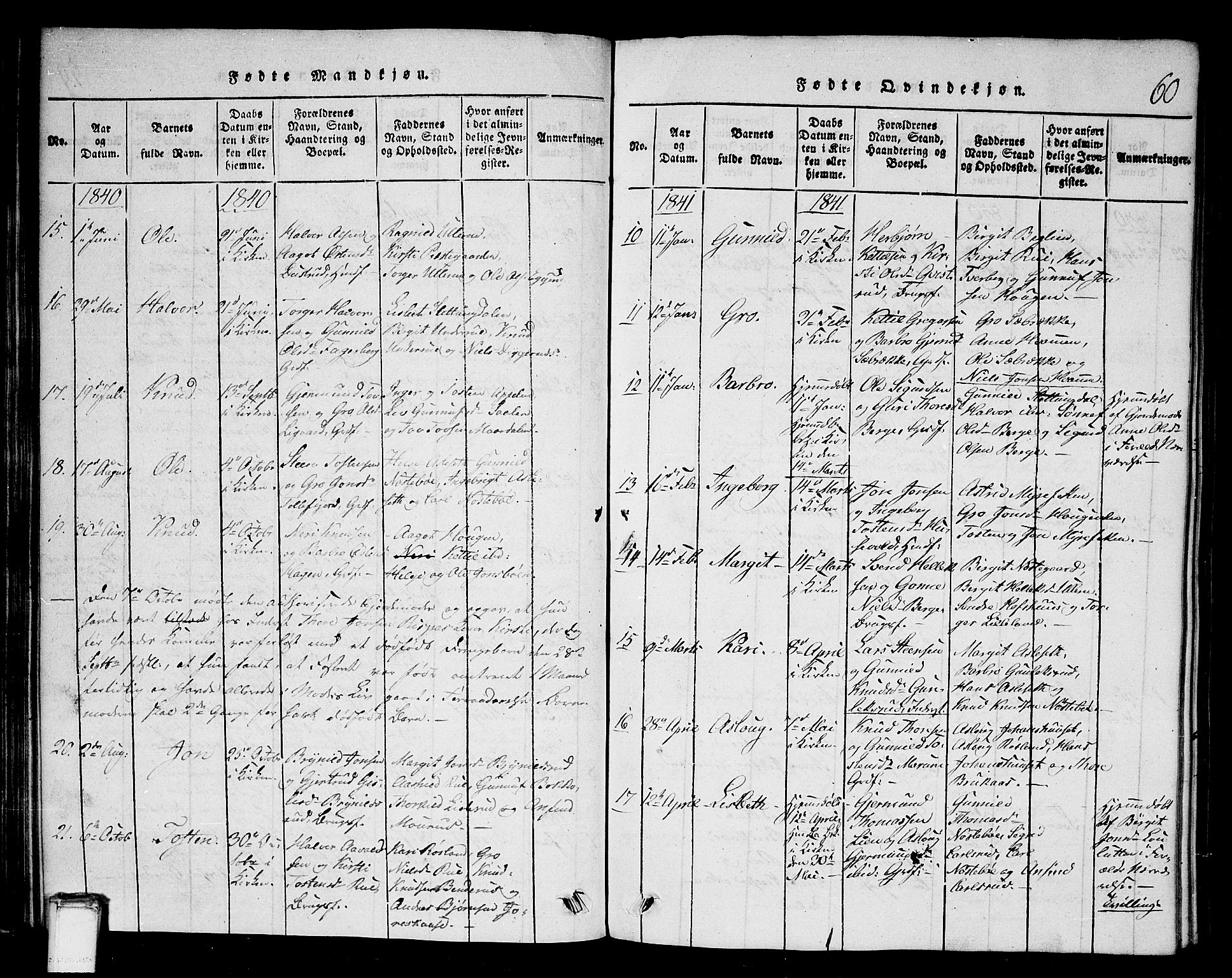 Tinn kirkebøker, SAKO/A-308/G/Gb/L0001: Parish register (copy) no. II 1 /2, 1837-1850, p. 60