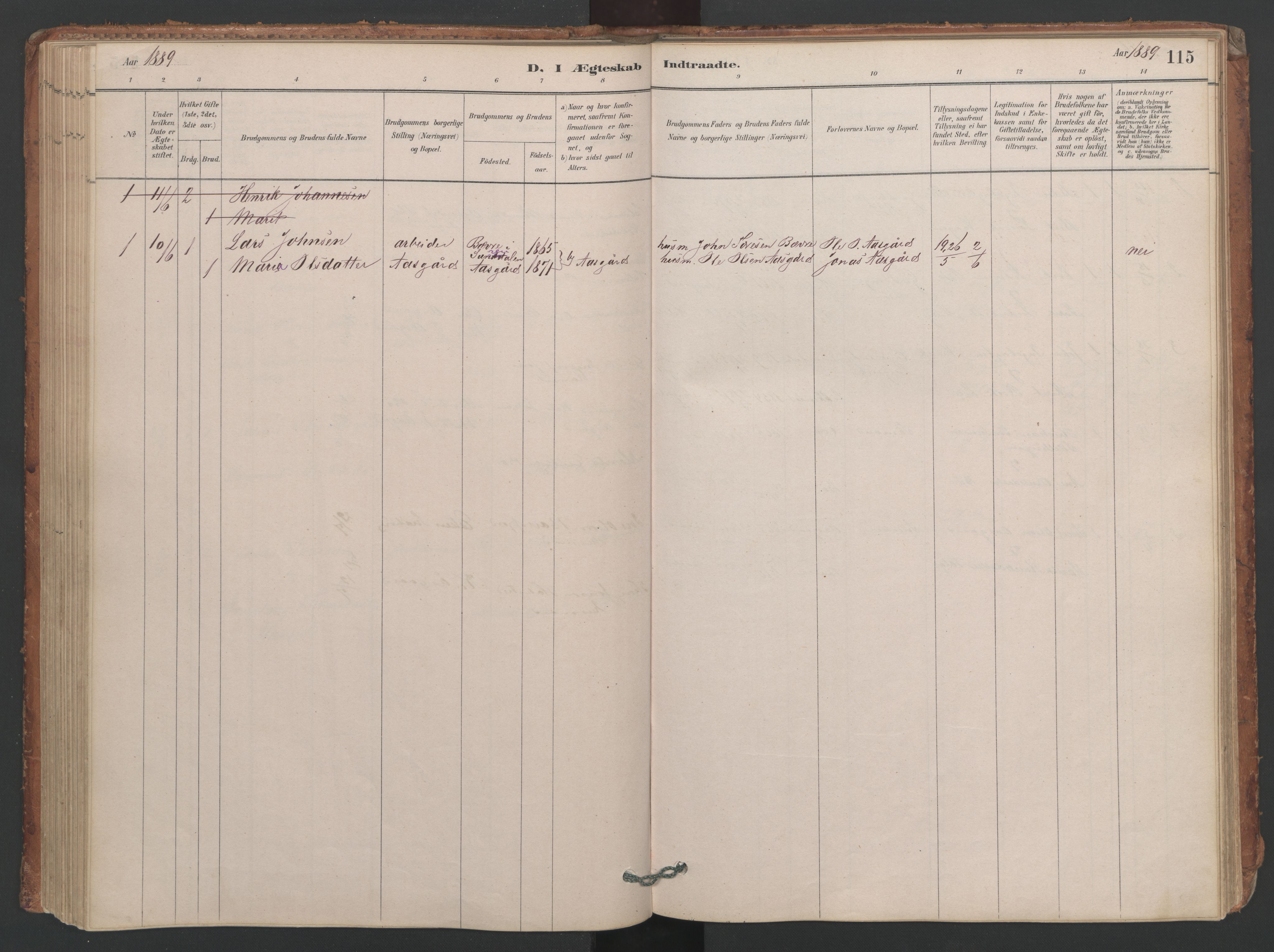 Ministerialprotokoller, klokkerbøker og fødselsregistre - Møre og Romsdal, AV/SAT-A-1454/594/L1036: Parish register (official) no. 594A02 (?), 1879-1910, p. 115