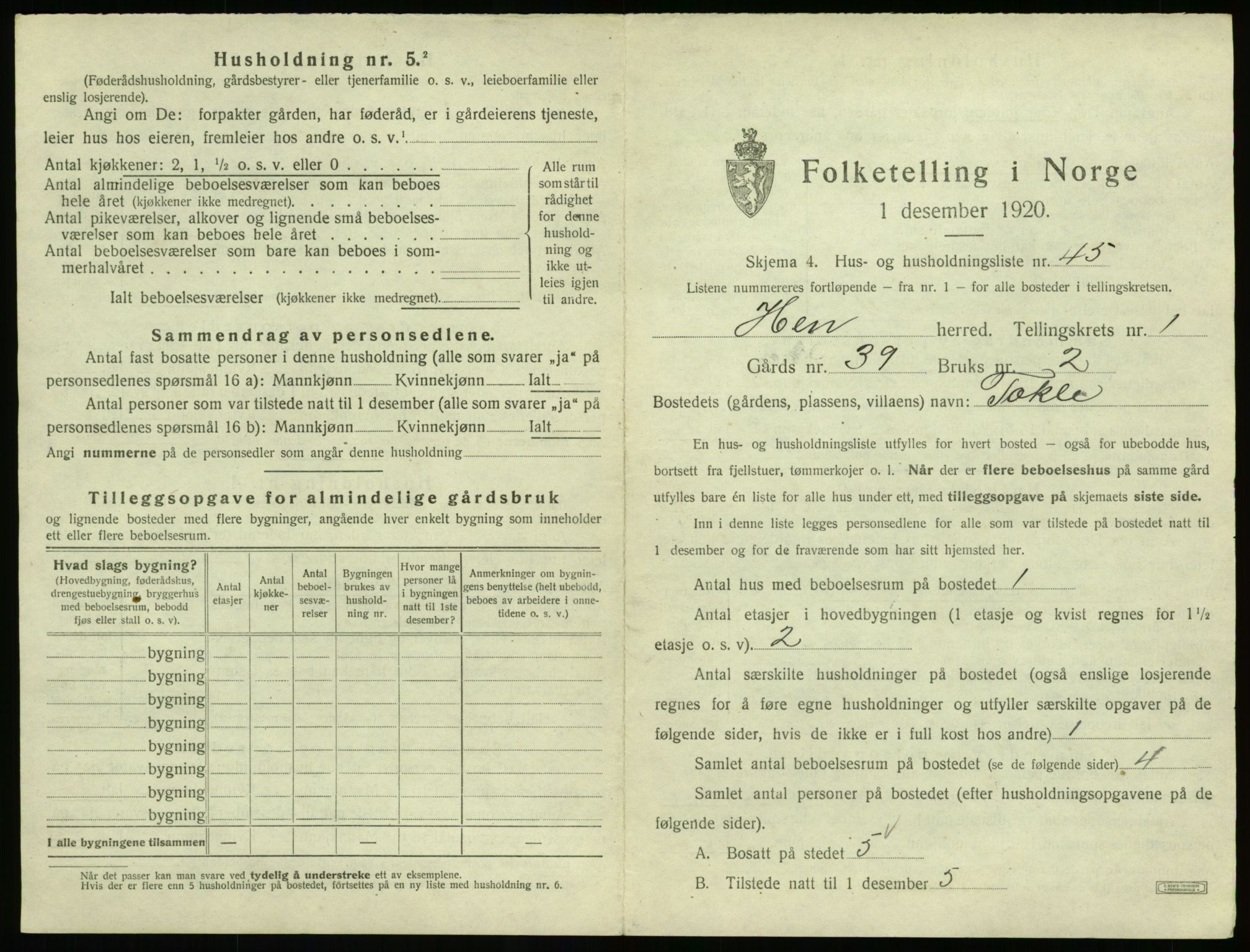 SAT, 1920 census for Hen, 1920, p. 114