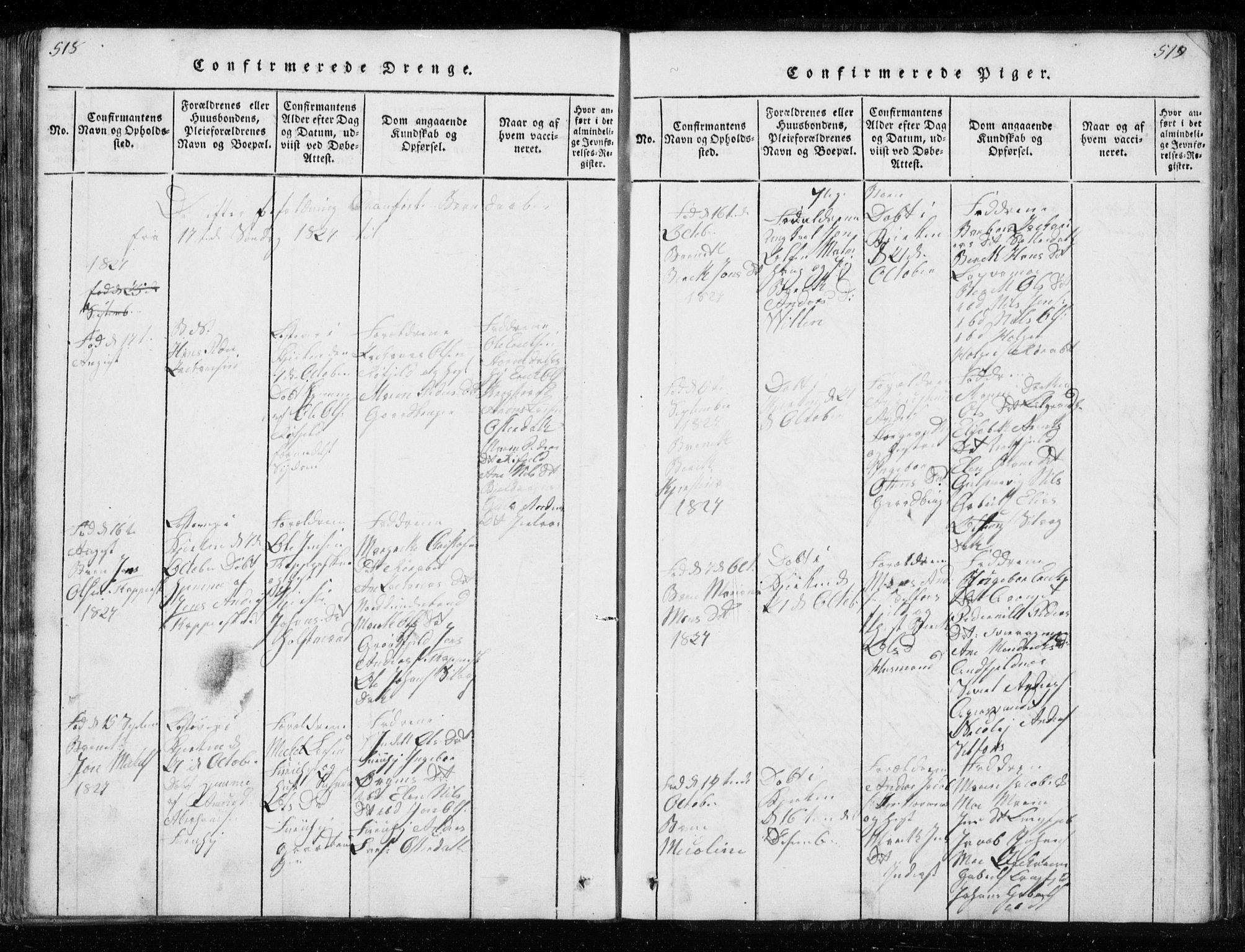 Ministerialprotokoller, klokkerbøker og fødselsregistre - Nordland, AV/SAT-A-1459/827/L0412: Parish register (copy) no. 827C01, 1820-1841, p. 518-519