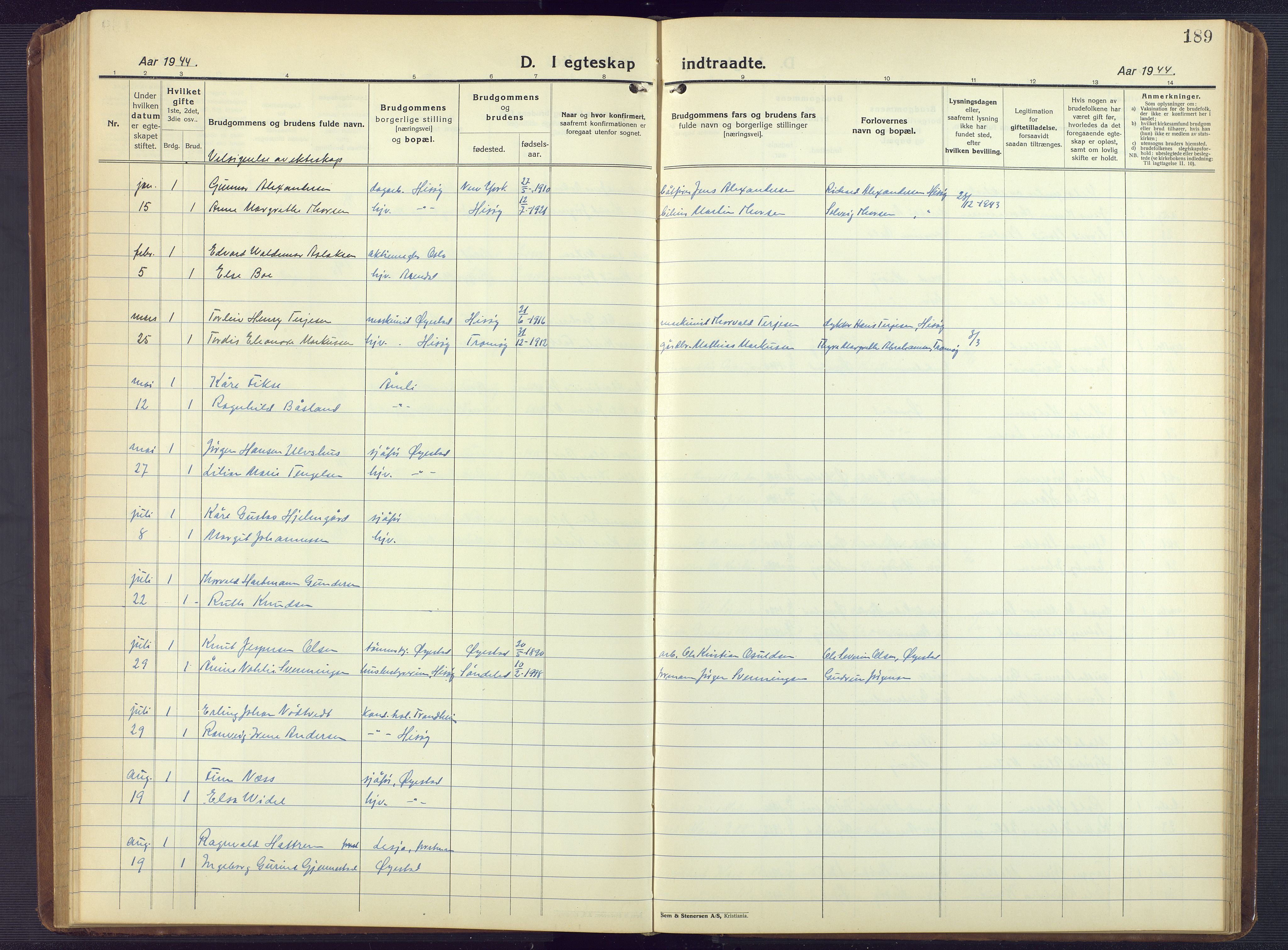 Hisøy sokneprestkontor, AV/SAK-1111-0020/F/Fb/L0005: Parish register (copy) no. B 5, 1924-1946, p. 189