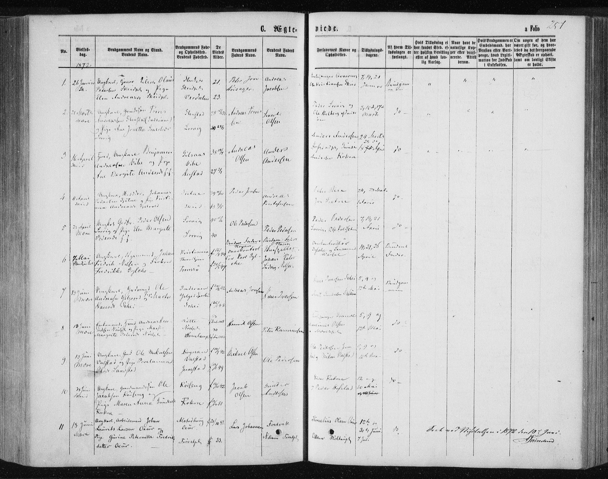 Ministerialprotokoller, klokkerbøker og fødselsregistre - Nord-Trøndelag, SAT/A-1458/735/L0345: Parish register (official) no. 735A08 /1, 1863-1872, p. 257