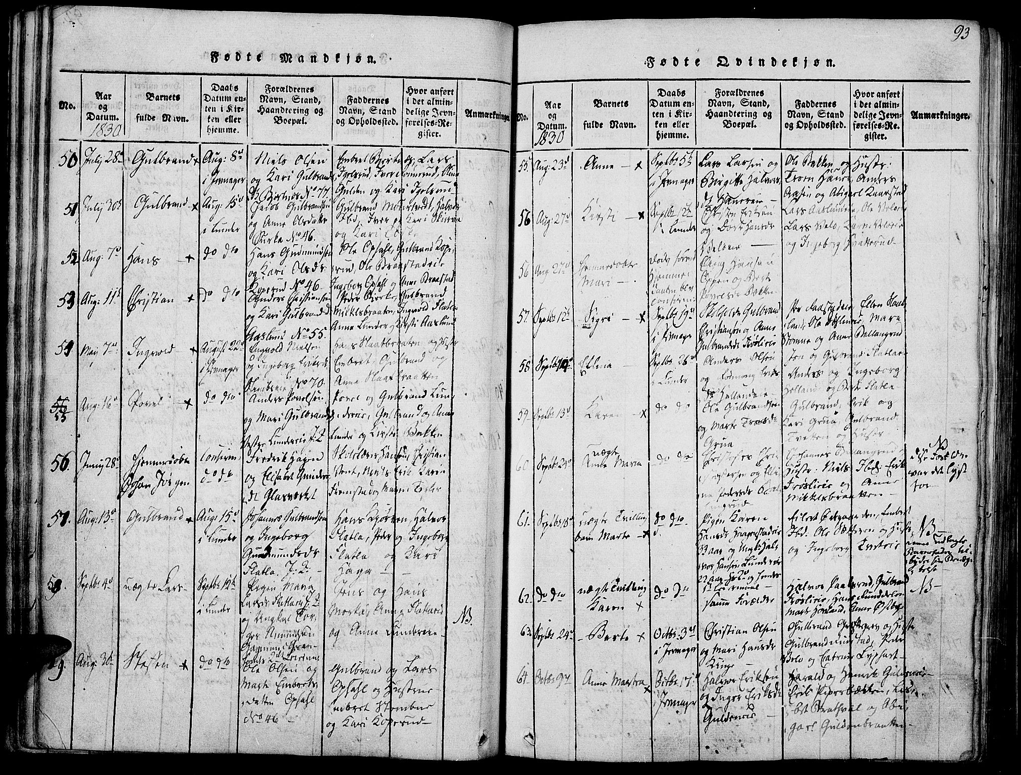 Jevnaker prestekontor, SAH/PREST-116/H/Ha/Haa/L0005: Parish register (official) no. 5, 1815-1837, p. 93