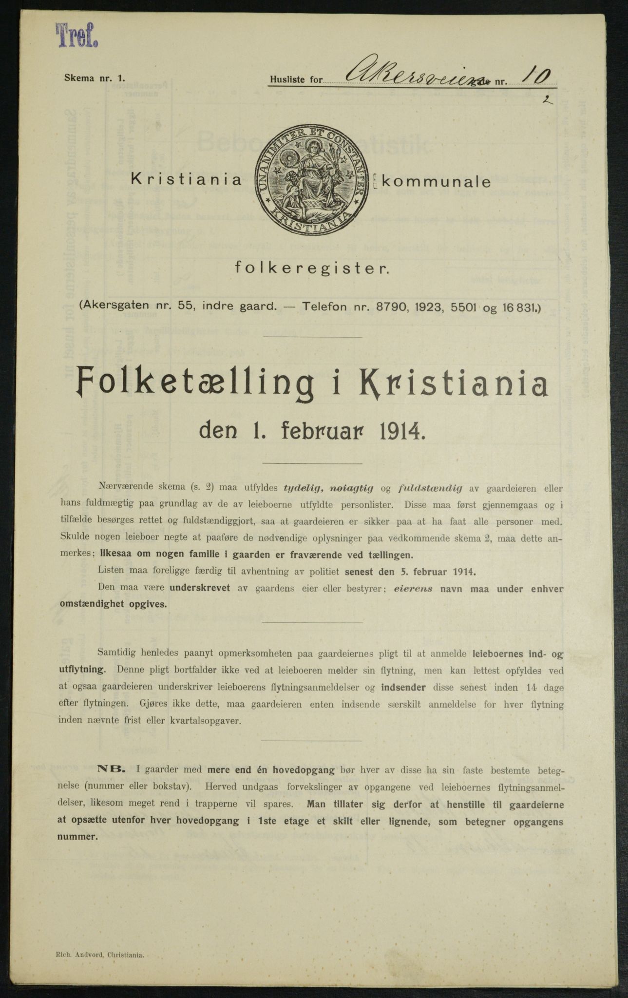 OBA, Municipal Census 1914 for Kristiania, 1914, p. 816