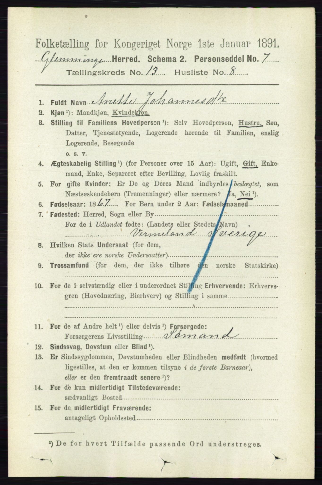 RA, 1891 census for 0132 Glemmen, 1891, p. 11233