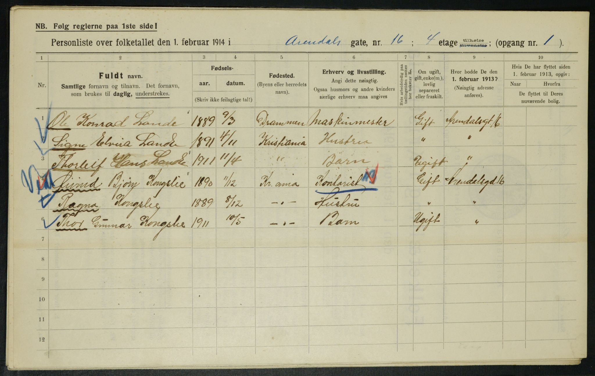 OBA, Municipal Census 1914 for Kristiania, 1914, p. 1988