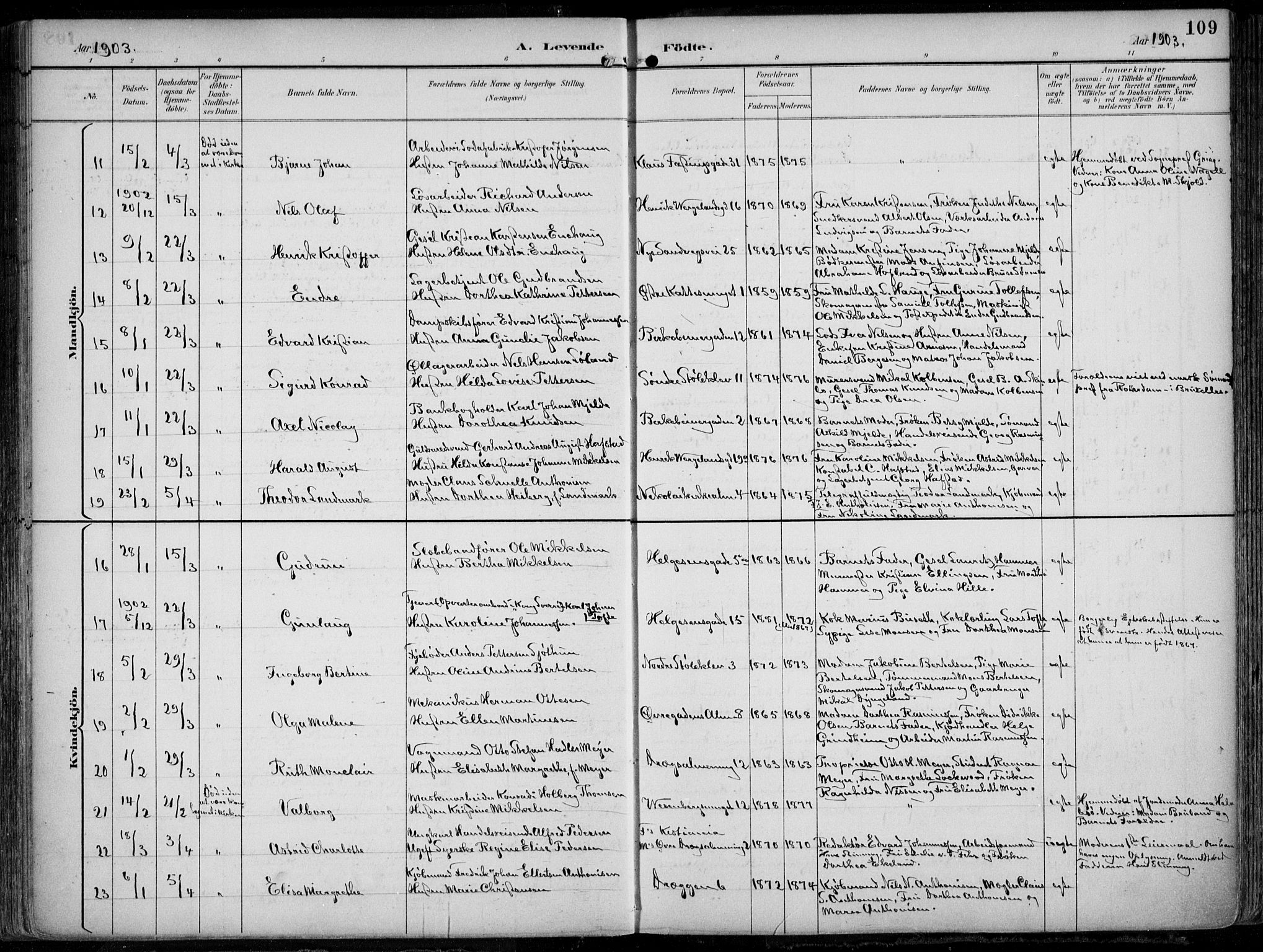 Mariakirken Sokneprestembete, SAB/A-76901/H/Hab/L0005: Parish register (copy) no. A 5, 1893-1913, p. 109
