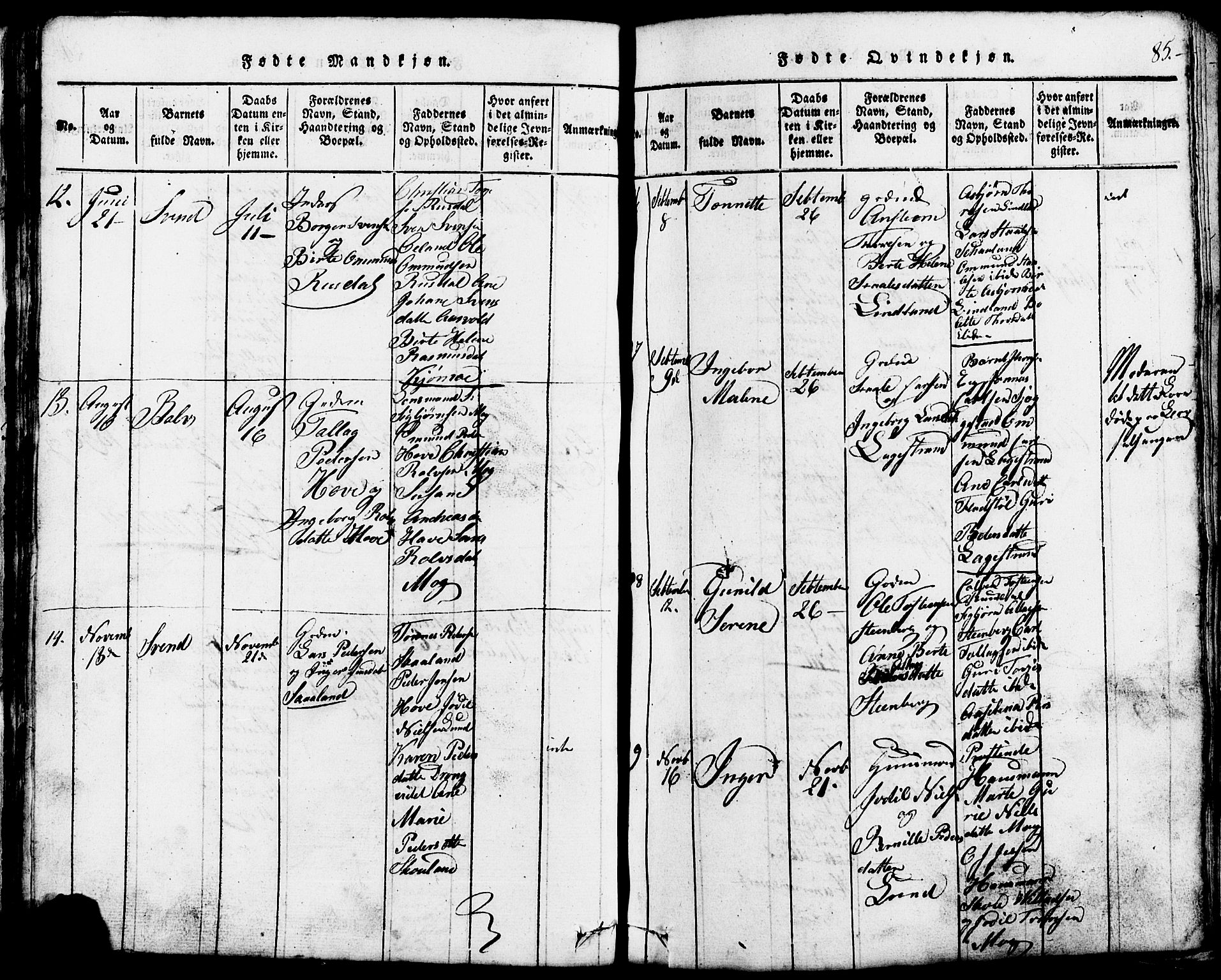Lund sokneprestkontor, SAST/A-101809/S07/L0002: Parish register (copy) no. B 2, 1816-1832, p. 85
