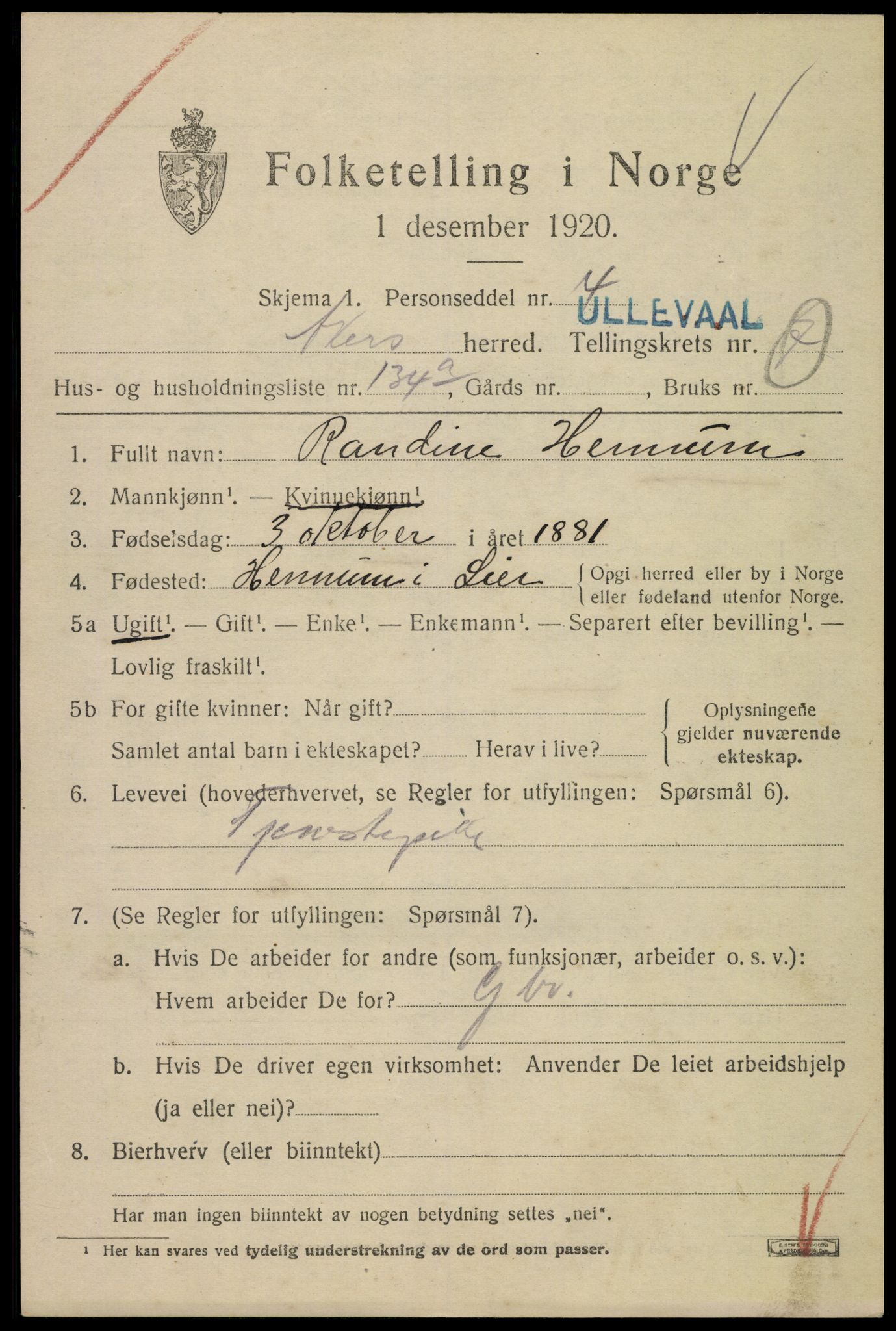 SAO, 1920 census for Aker, 1920, p. 51362