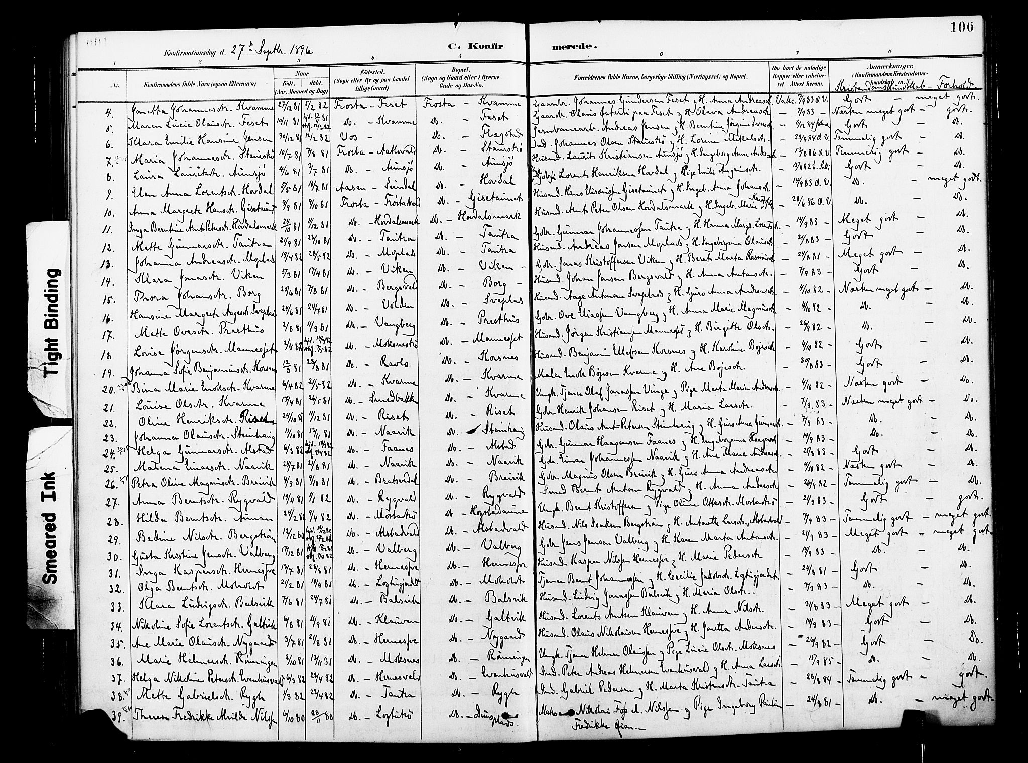 Ministerialprotokoller, klokkerbøker og fødselsregistre - Nord-Trøndelag, SAT/A-1458/713/L0121: Parish register (official) no. 713A10, 1888-1898, p. 106