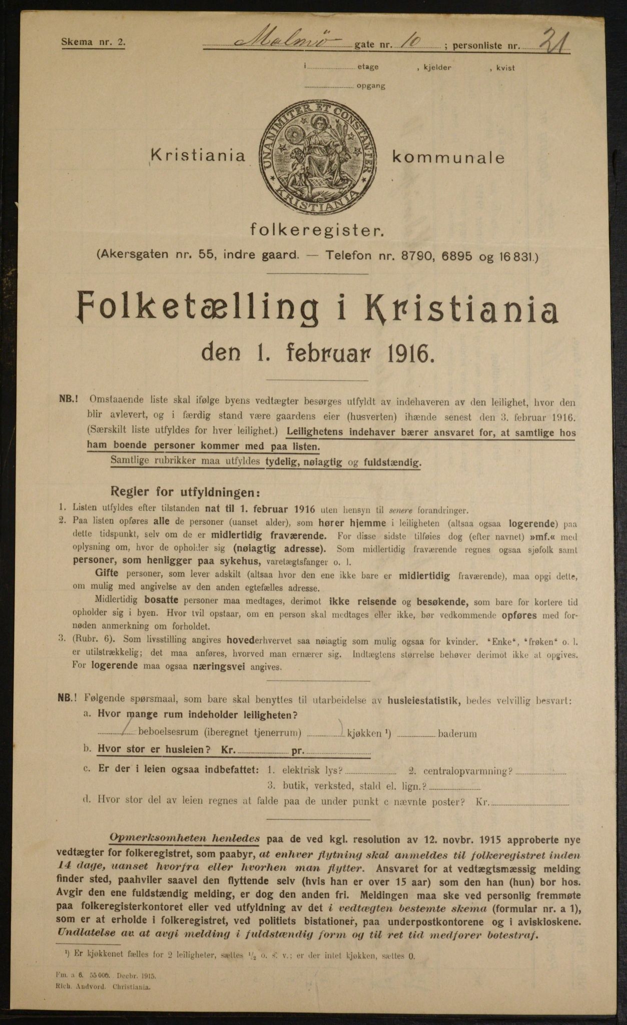 OBA, Municipal Census 1916 for Kristiania, 1916, p. 61464