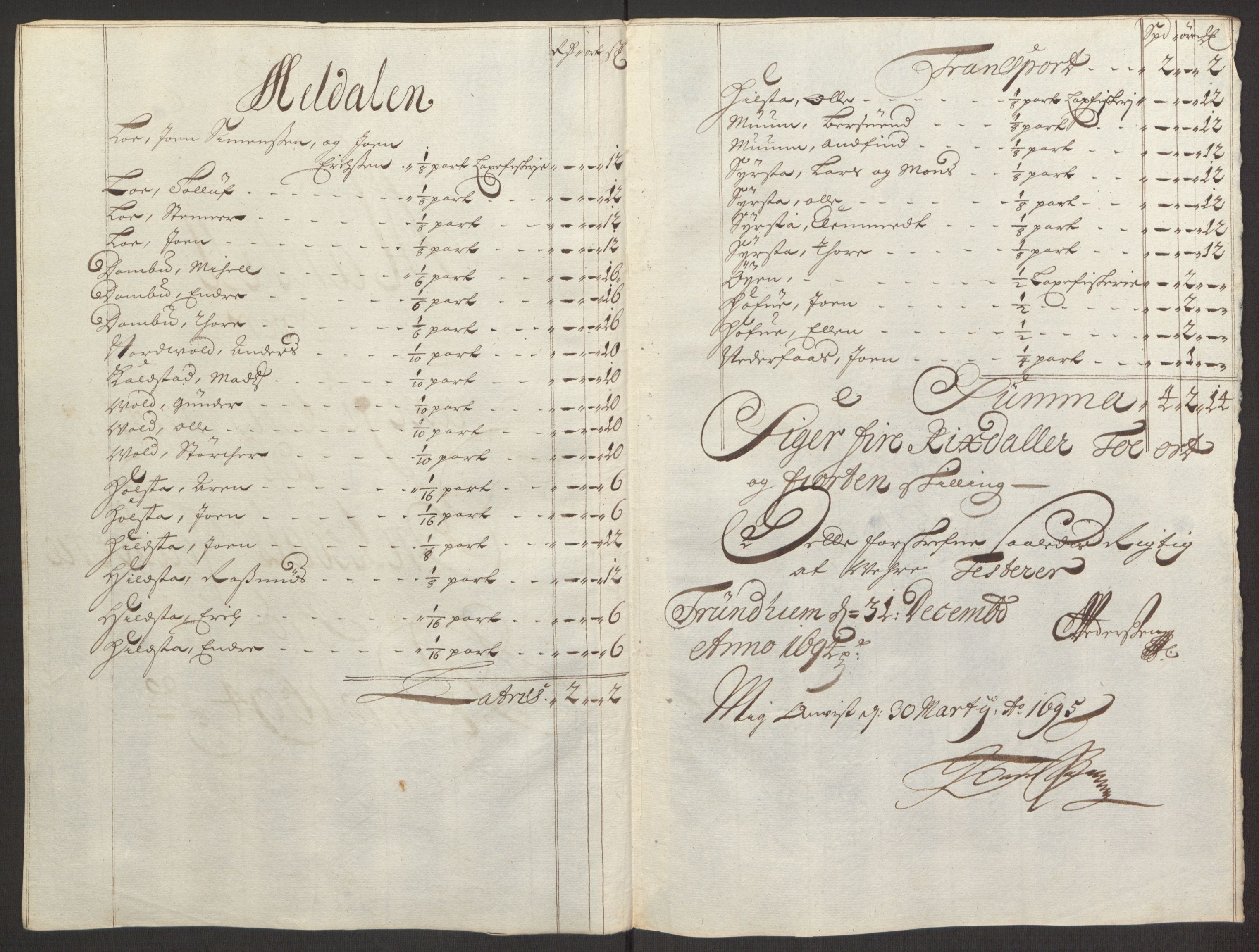 Rentekammeret inntil 1814, Reviderte regnskaper, Fogderegnskap, RA/EA-4092/R60/L3944: Fogderegnskap Orkdal og Gauldal, 1694, p. 84