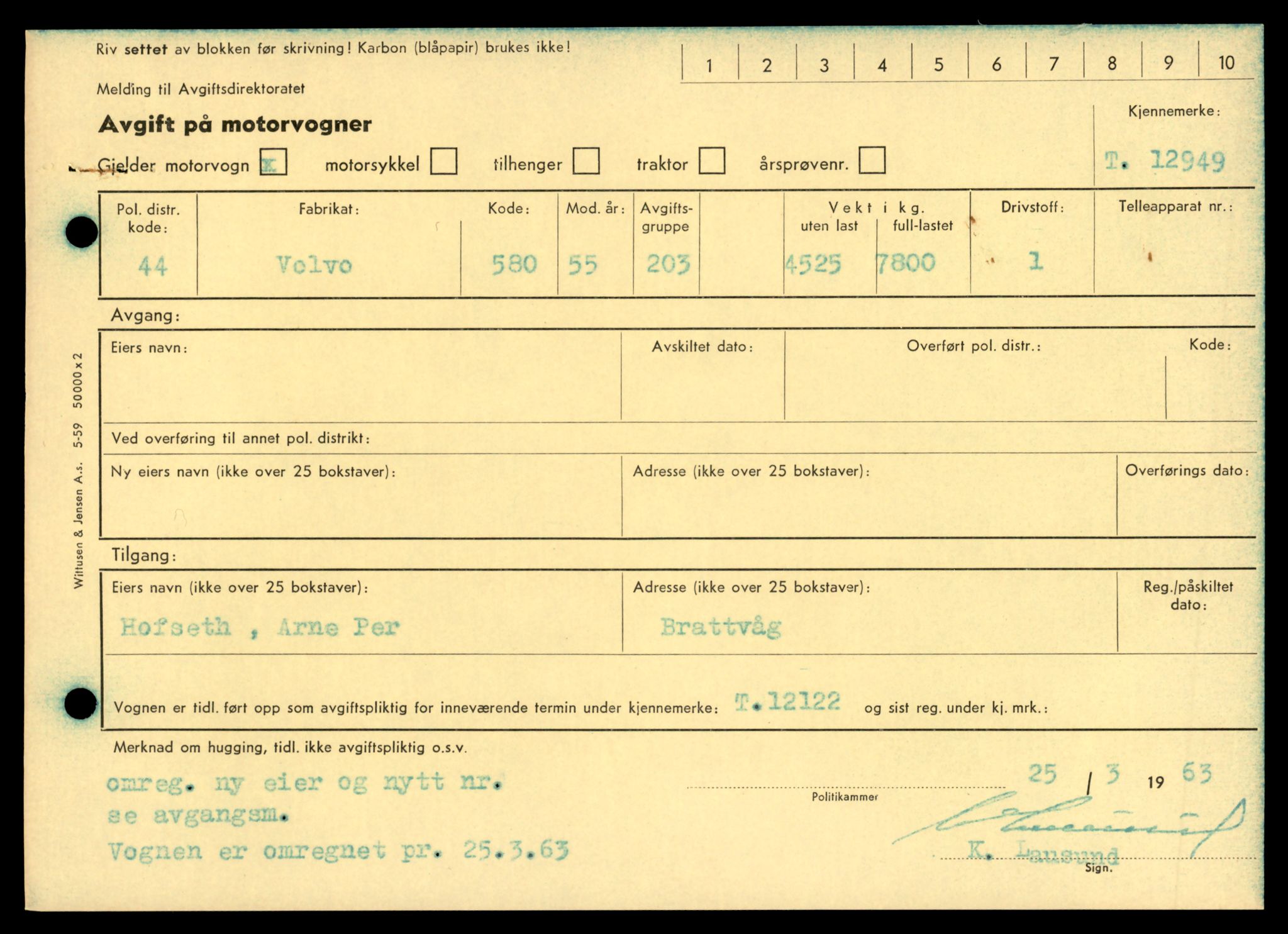 Møre og Romsdal vegkontor - Ålesund trafikkstasjon, AV/SAT-A-4099/F/Fe/L0036: Registreringskort for kjøretøy T 12831 - T 13030, 1927-1998, p. 1819