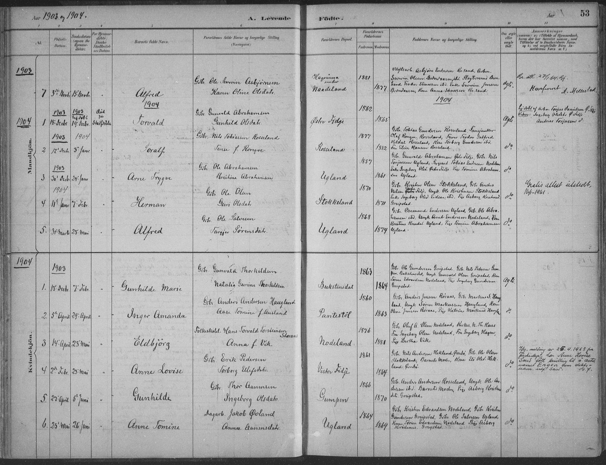 Søgne sokneprestkontor, SAK/1111-0037/F/Fa/Faa/L0003: Parish register (official) no. A 3, 1883-1910, p. 53