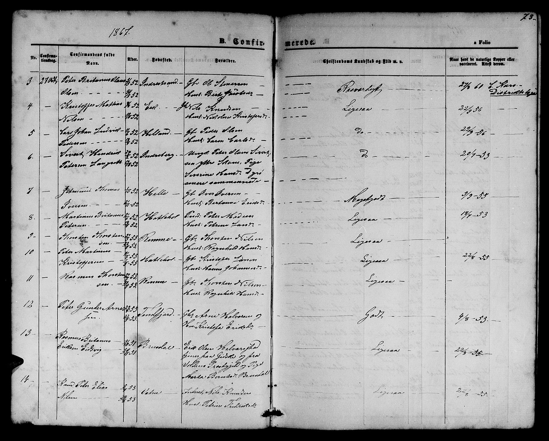 Ministerialprotokoller, klokkerbøker og fødselsregistre - Møre og Romsdal, AV/SAT-A-1454/525/L0375: Parish register (copy) no. 525C01, 1865-1879, p. 73