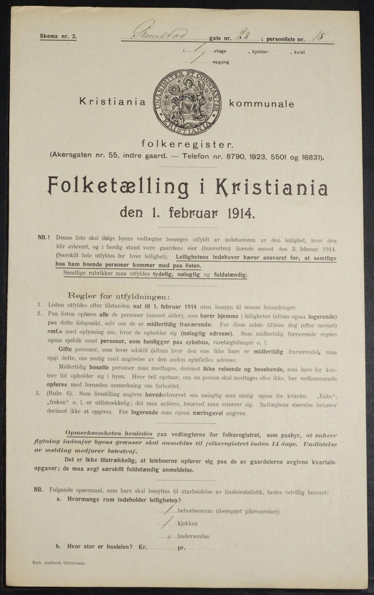 OBA, Municipal Census 1914 for Kristiania, 1914, p. 30288