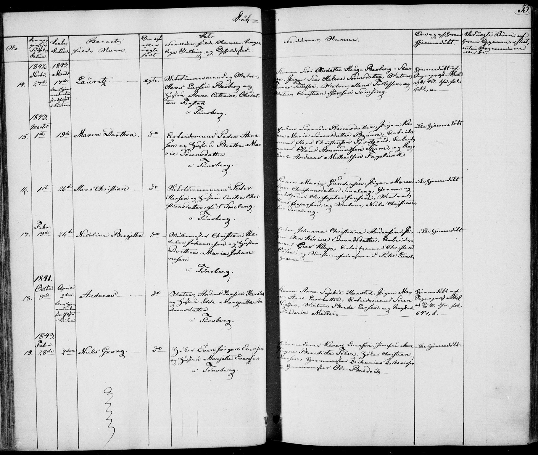 Tønsberg kirkebøker, SAKO/A-330/F/Fa/L0006: Parish register (official) no. I 6, 1836-1844, p. 55