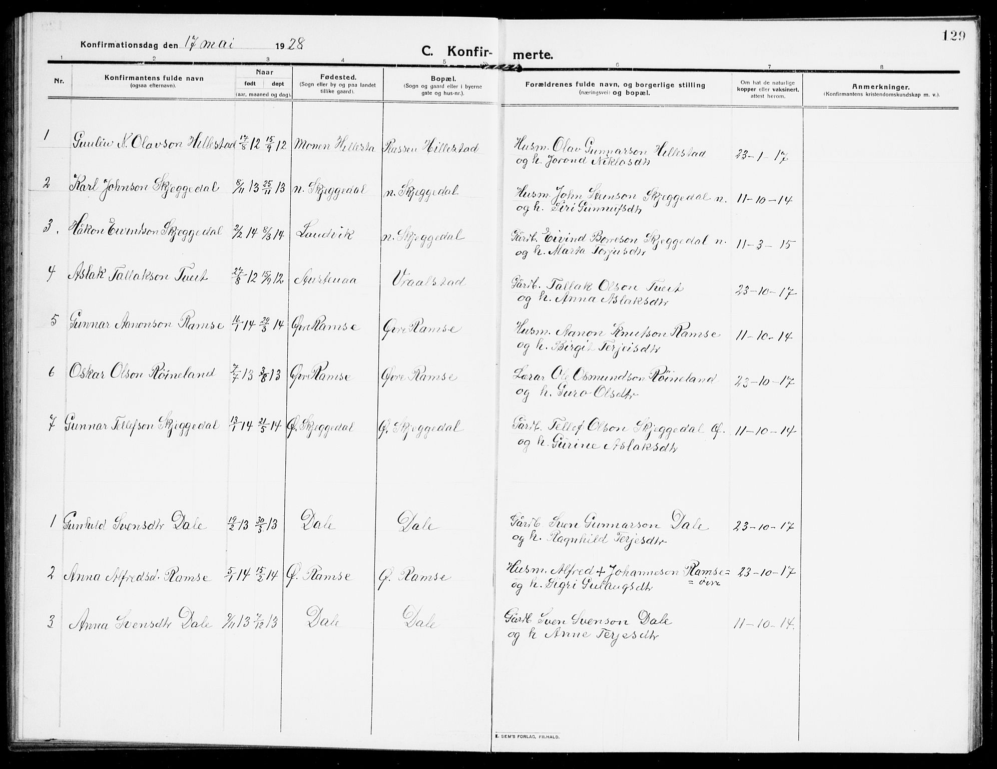 Åmli sokneprestkontor, AV/SAK-1111-0050/F/Fb/Fbb/L0003: Parish register (copy) no. B 3, 1906-1941, p. 129