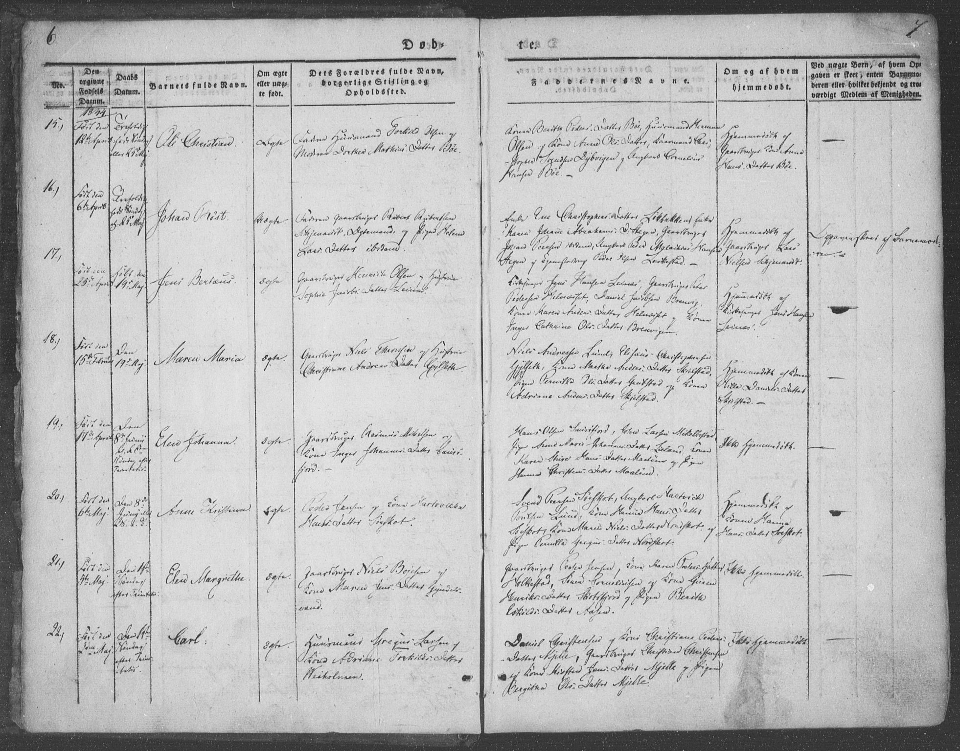 Ministerialprotokoller, klokkerbøker og fødselsregistre - Nordland, AV/SAT-A-1459/855/L0799: Parish register (official) no. 855A07, 1834-1852, p. 6-7