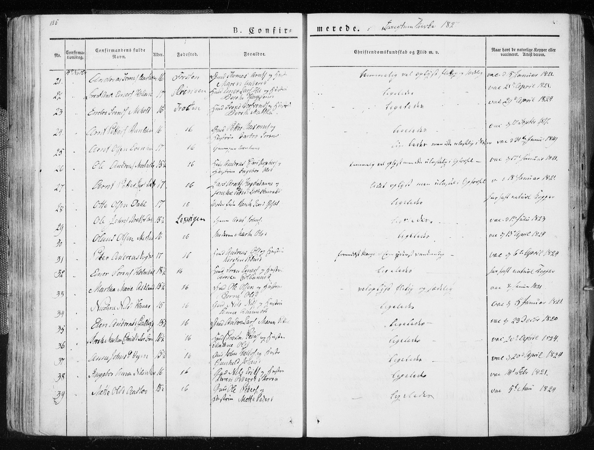 Ministerialprotokoller, klokkerbøker og fødselsregistre - Nord-Trøndelag, SAT/A-1458/713/L0114: Parish register (official) no. 713A05, 1827-1839, p. 125
