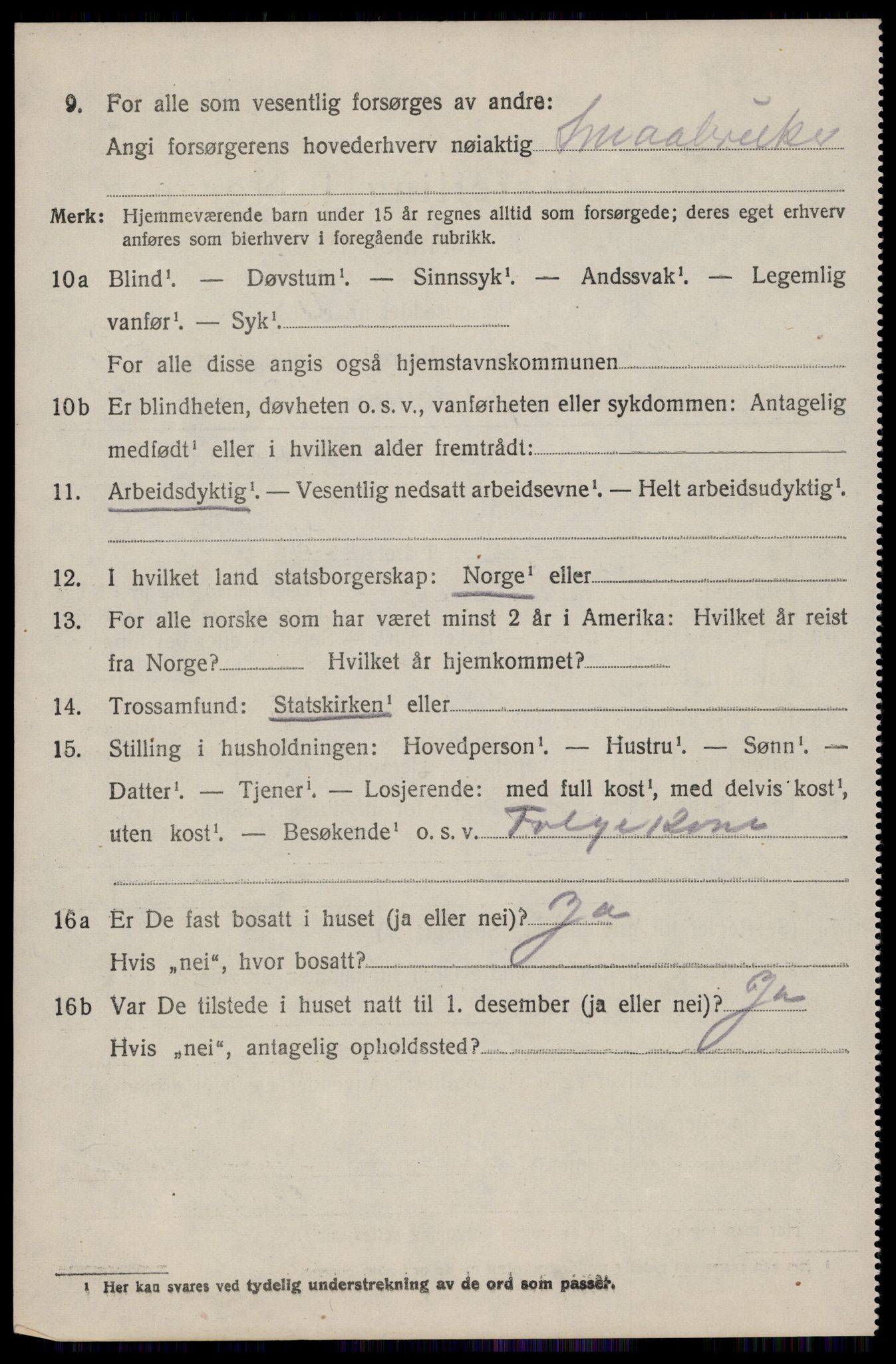 SAST, 1920 census for Varhaug, 1920, p. 2942