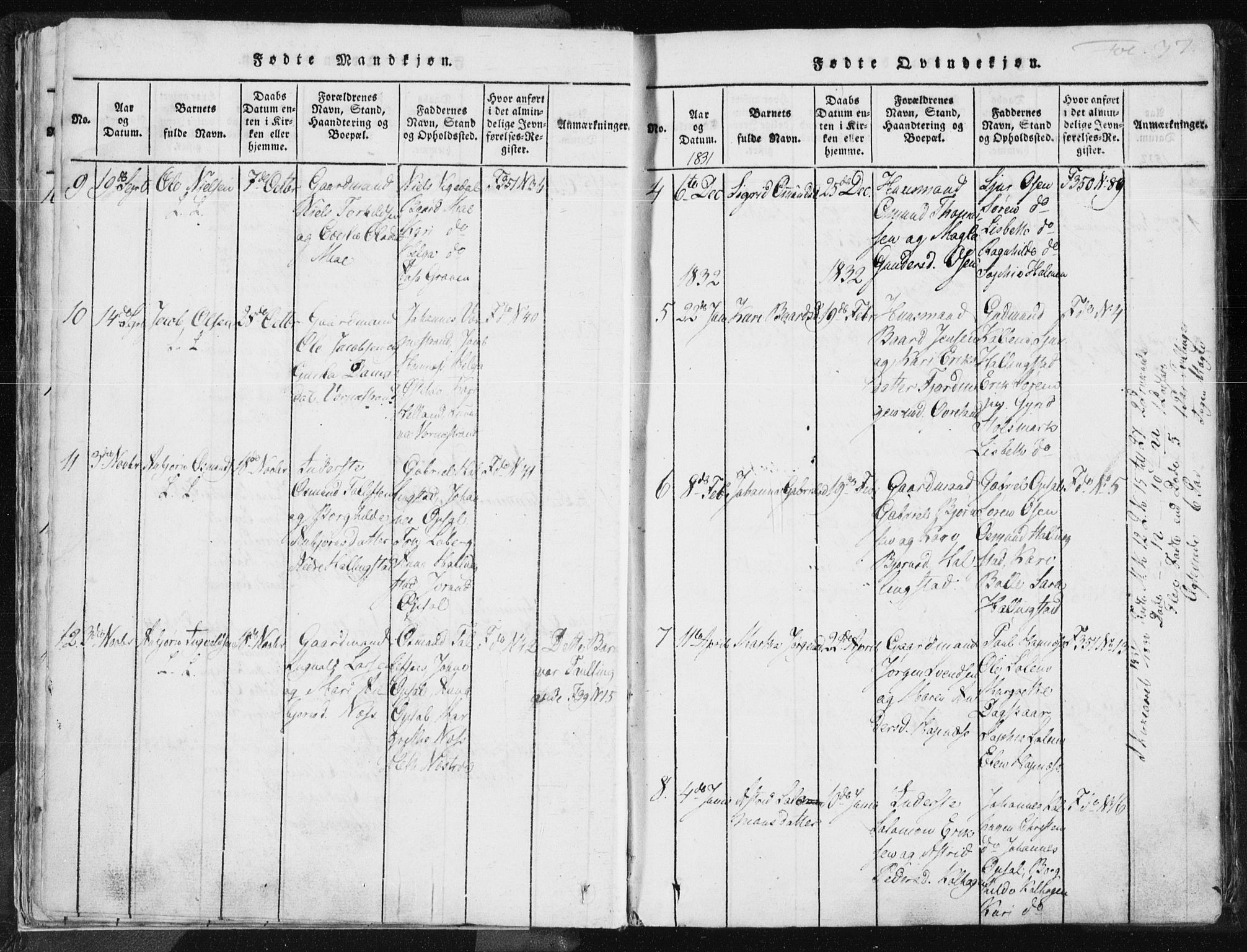 Vikedal sokneprestkontor, AV/SAST-A-101840/01/IV: Parish register (official) no. A 3, 1817-1850, p. 37