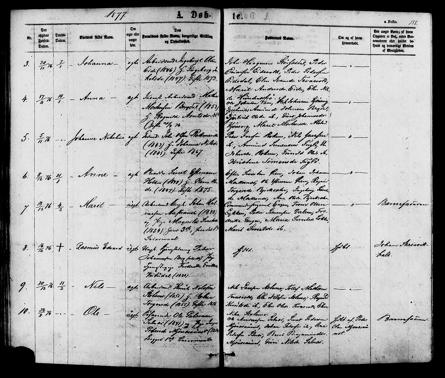 Ministerialprotokoller, klokkerbøker og fødselsregistre - Sør-Trøndelag, SAT/A-1456/630/L0495: Parish register (official) no. 630A08, 1868-1878, p. 138