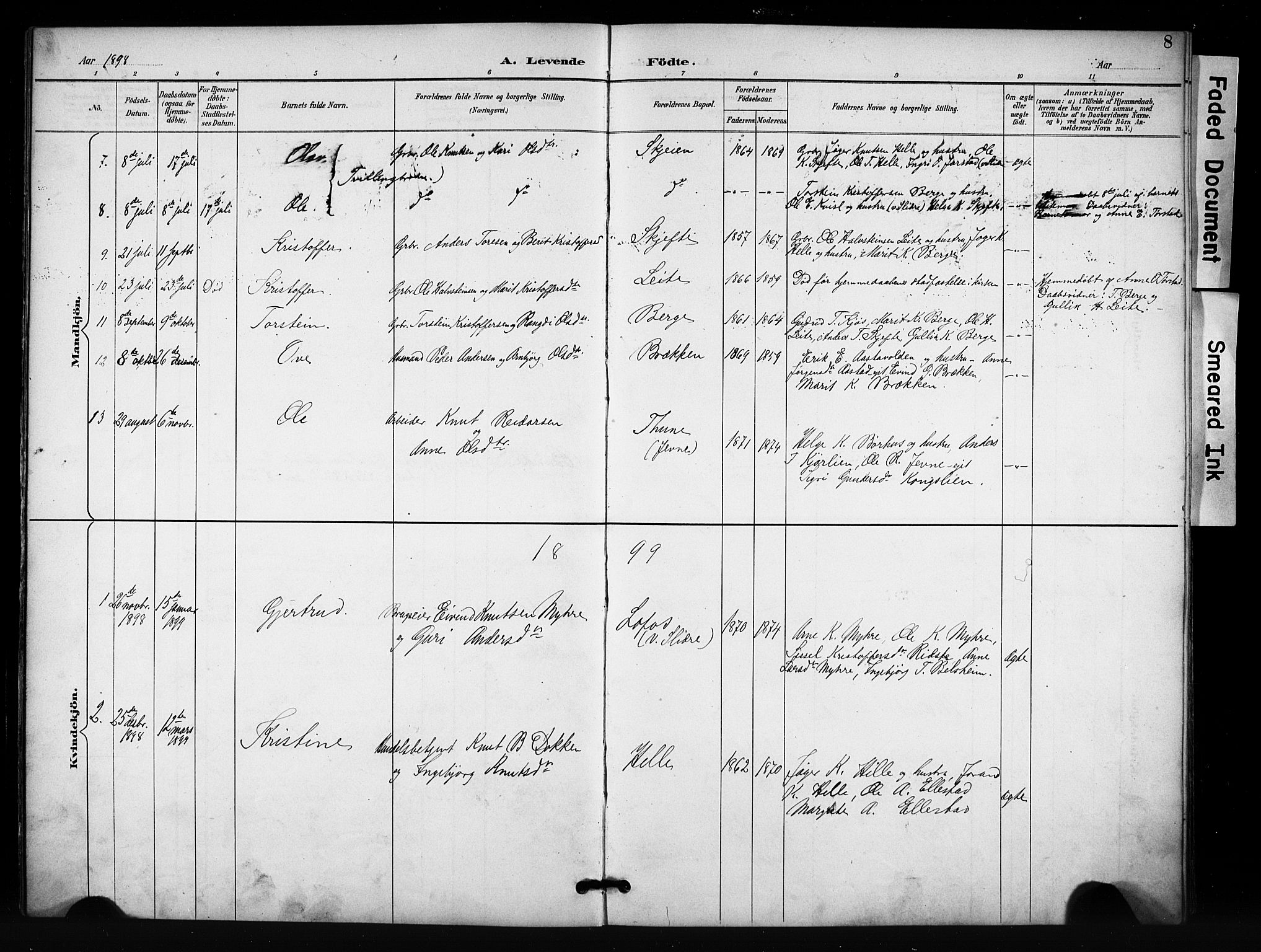 Vang prestekontor, Valdres, SAH/PREST-140/H/Hb/L0007: Parish register (copy) no. 7, 1893-1924, p. 8
