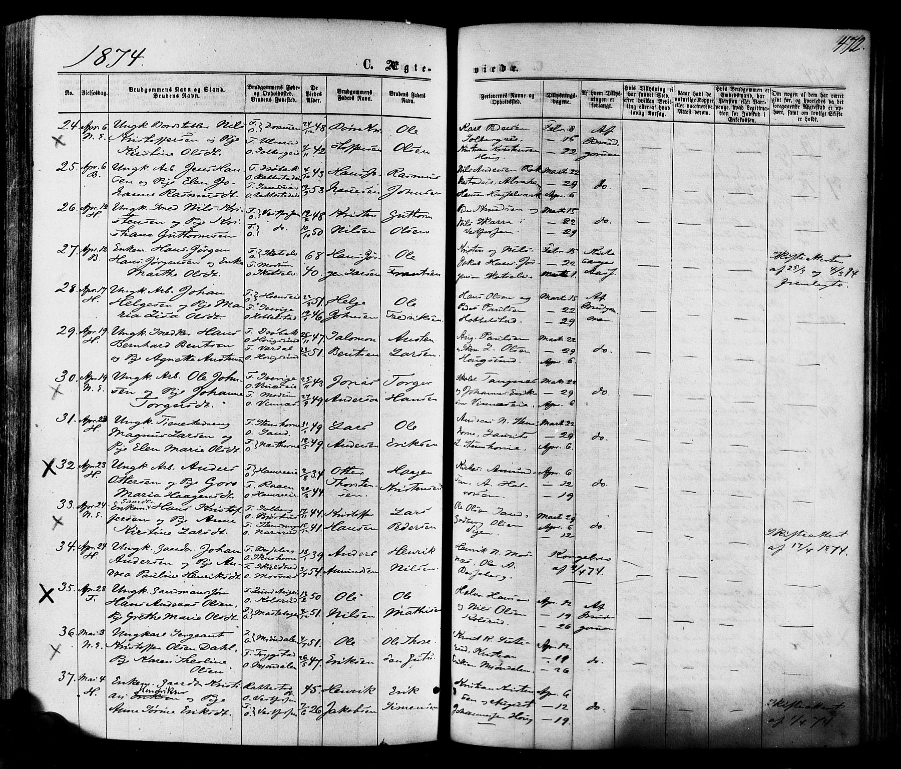 Eiker kirkebøker, AV/SAKO-A-4/F/Fa/L0017: Parish register (official) no. I 17, 1869-1877, p. 472