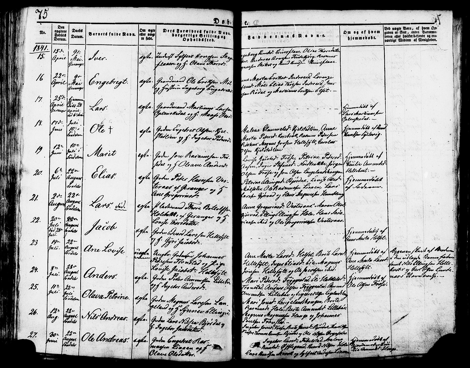 Ministerialprotokoller, klokkerbøker og fødselsregistre - Møre og Romsdal, AV/SAT-A-1454/517/L0221: Parish register (official) no. 517A01, 1827-1858, p. 75