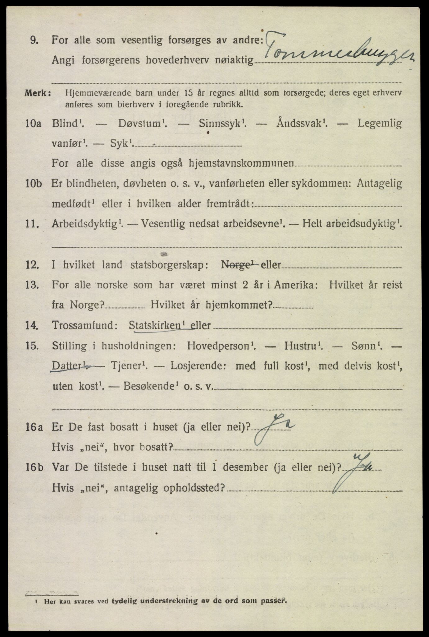 SAK, 1920 census for Åmli, 1920, p. 1854